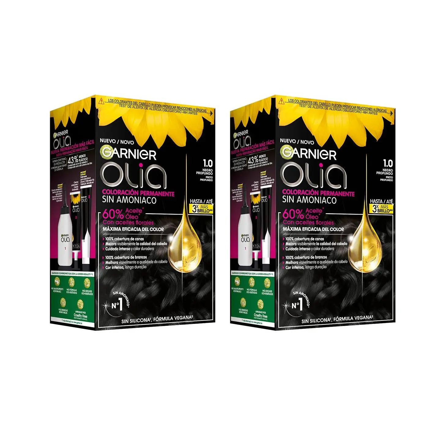 GARNIER | Olia coloración permanente sin amoniaco para un olor agradable con aceites florales de origen natural -