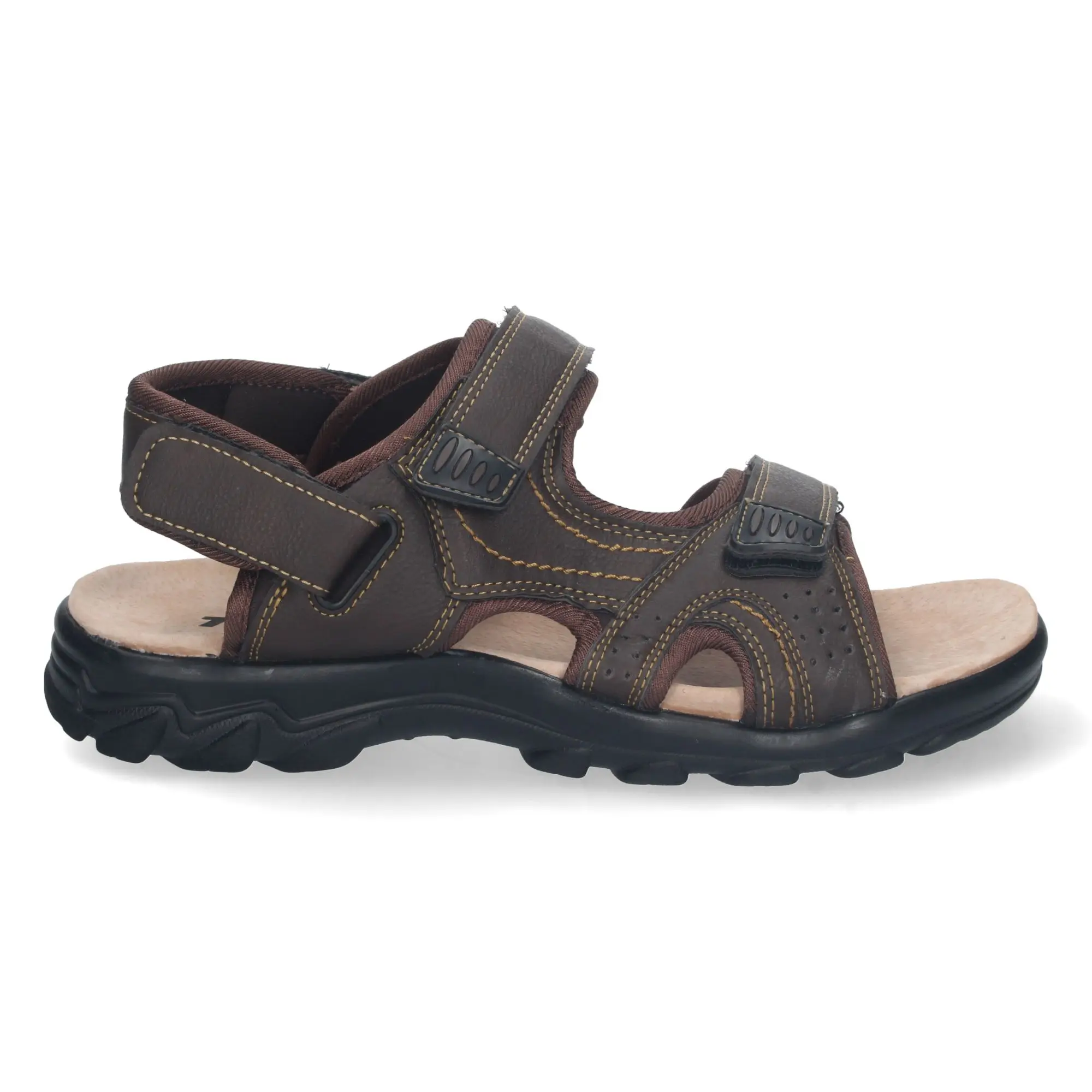 PuntoSalao Sandalias planas para hombre cómoda abiertas color marrón TZCN2201