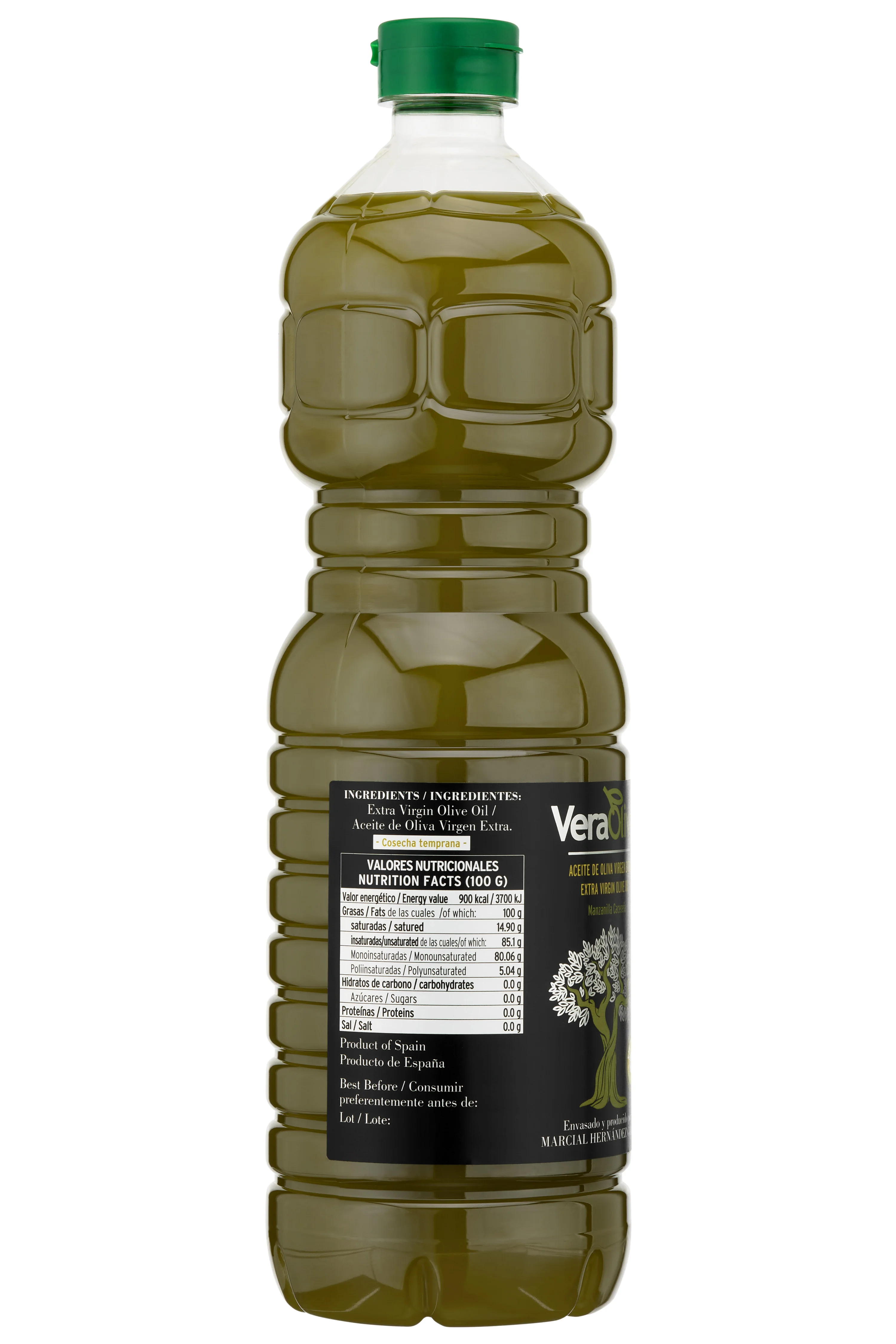 Pack of unfiltered extra virgin olive oil veraoliva - 6 x 1l bottles - early harvest 2025/2026