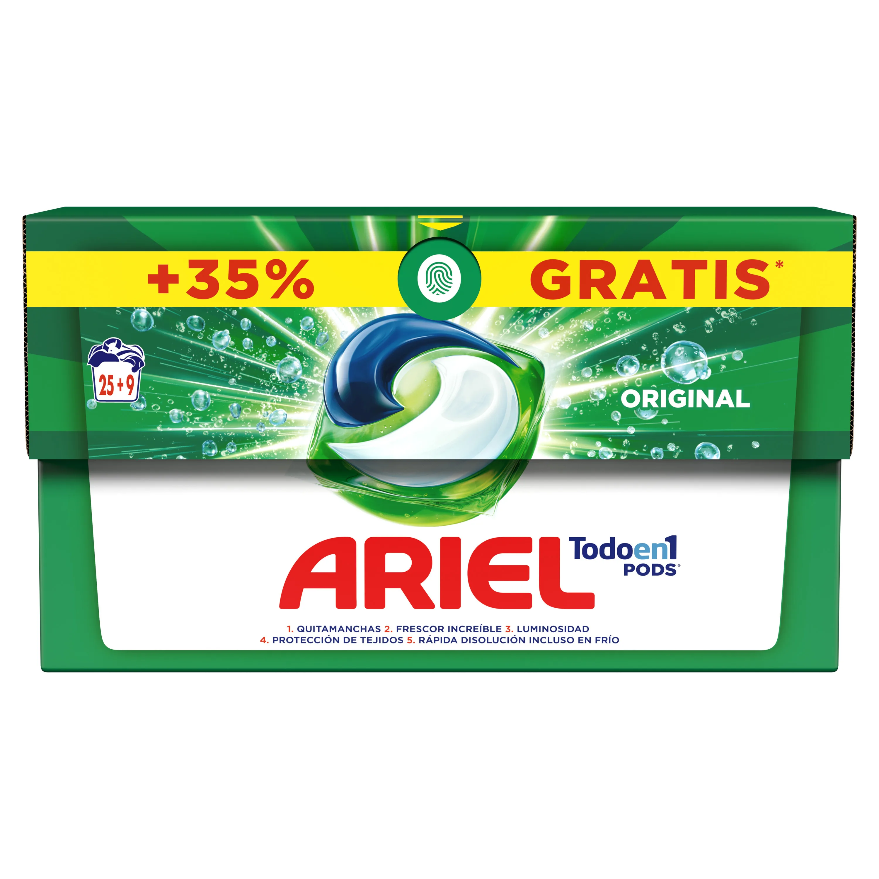 ARIEL PODS Todo en 1 Detergente Lavadora Líquido en Cápsulas/Pastillas, 40 Lavados, Más Poder Extra