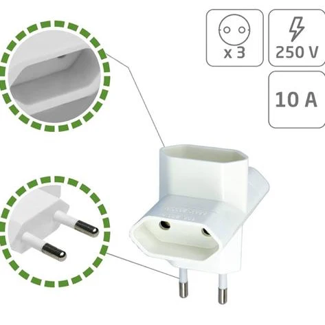 ORION91 Pack x 12 PCs 3 sockets adapter EUROPLUG side Jack flat Jack Nine & One