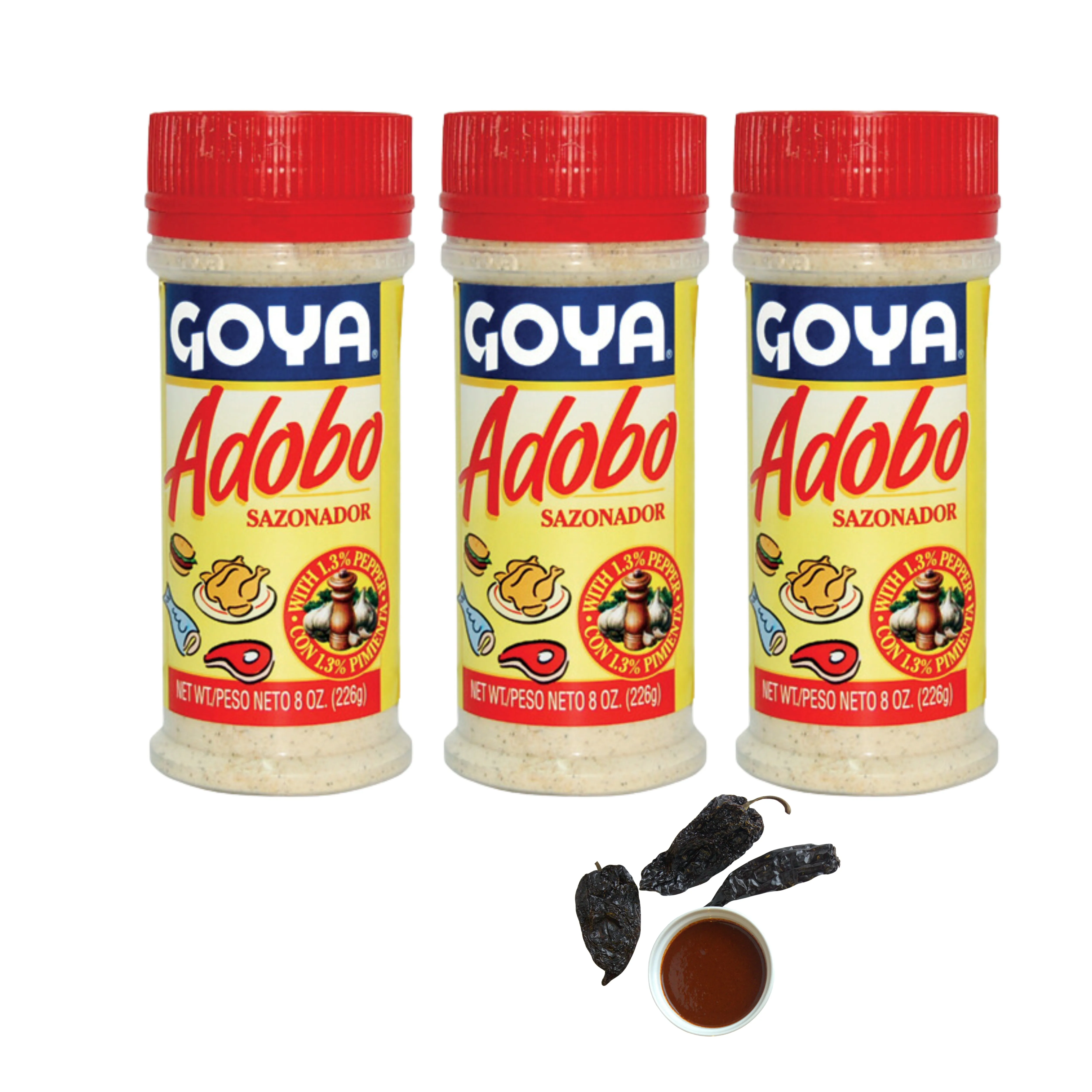 3 BOTE DE ADOBO SAZONADOR 226G . CON PIMIENTA. GOYA