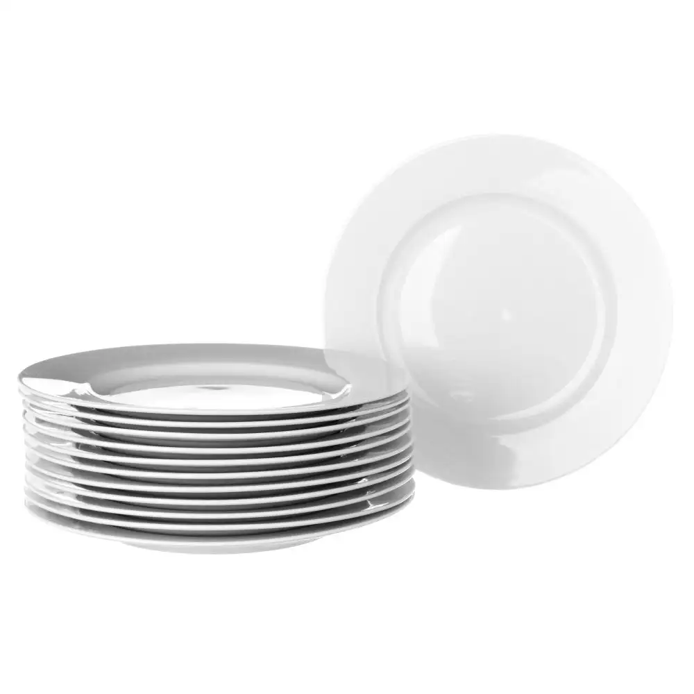 Lola Home Set de 12 platos postre blancos de porcelana de Ø 19 cm