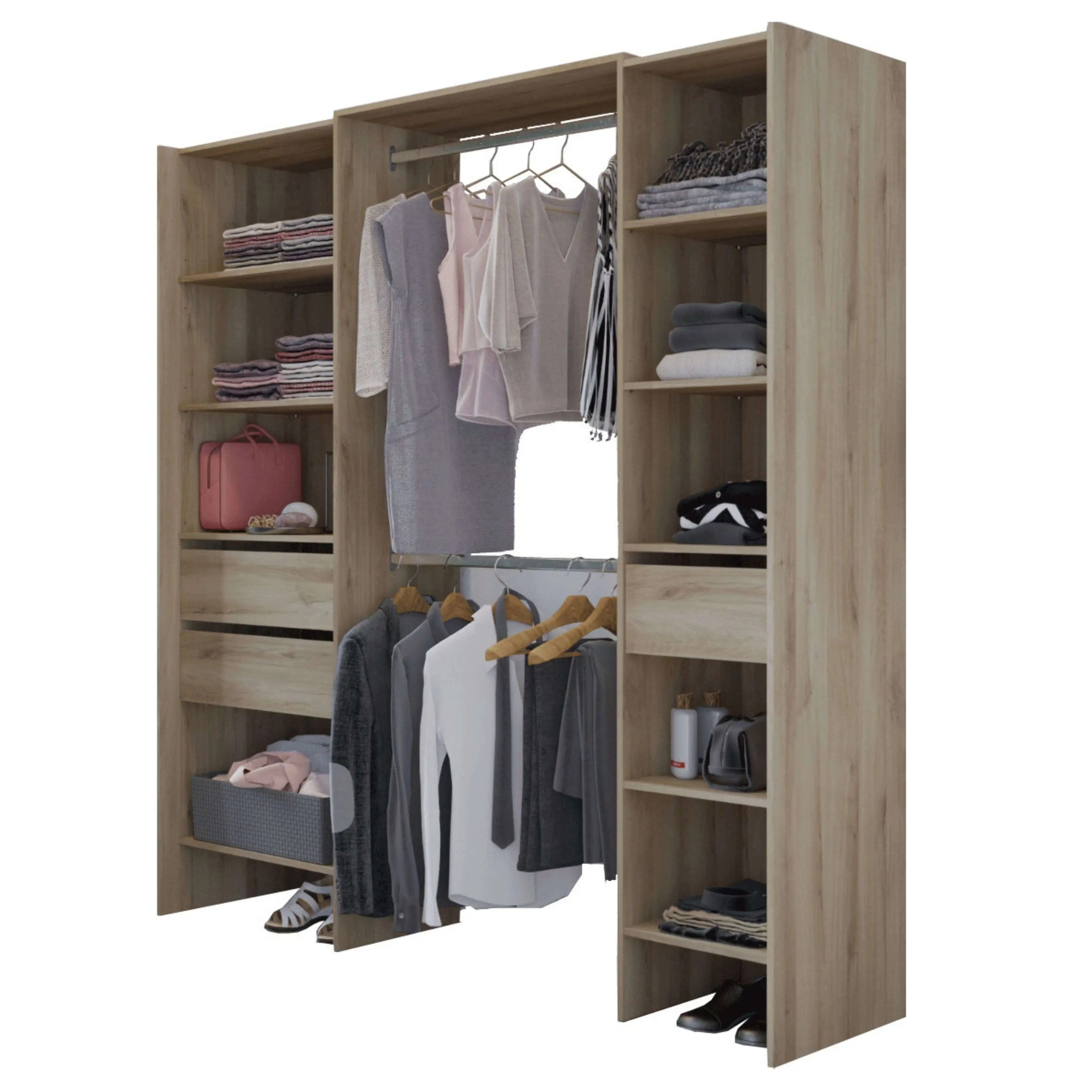 Vestidor Miami 2 Columnas Color Roble Kronberg Habitación Dormitorio Matrimonio Industrial 205x154-191x50cm