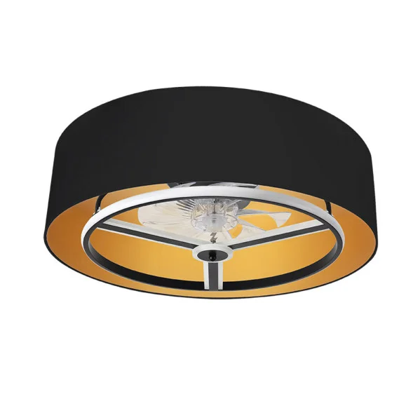 FABRILAMP ANUSKA black/gold ceiling fan with 8 blades and integrated LED