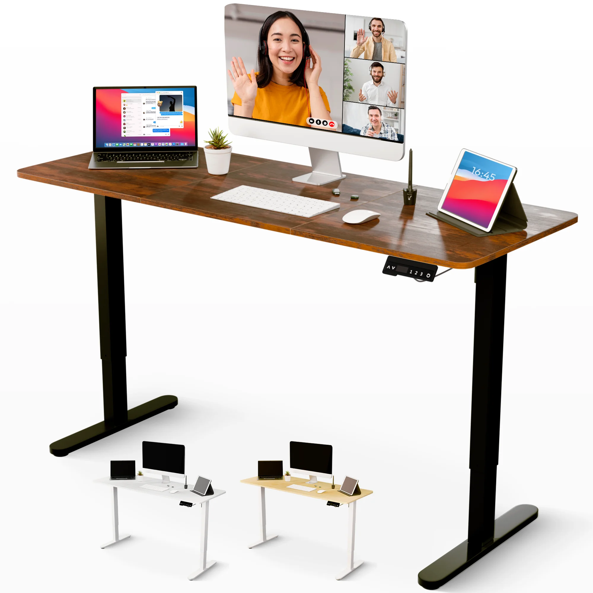JUPPLIES Escritorio Elevable Electrico - Mesa Elevable Escritorio Ajustable en Altura con Panel Inteligente de 3 Memorias - Standing Desk Oficina en Casa