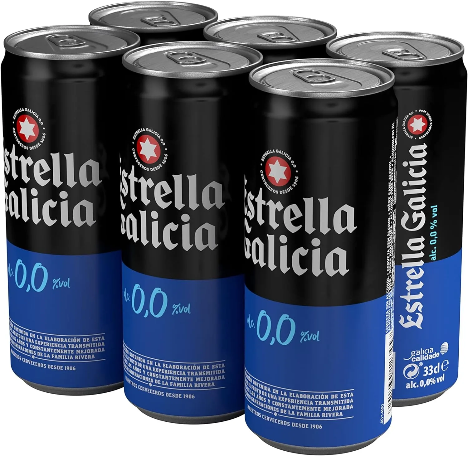 Star GALICIA non-alcoholic beer 0.0% alcohol - Pack 24 cans 330ml