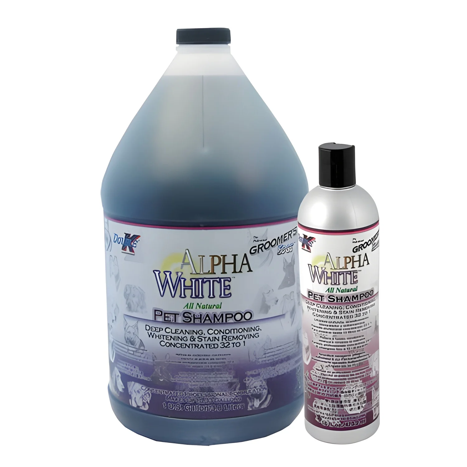 Ibañez CHAMPÚ Realzador de Tonos Claros Alpha White de Double K 473 Ml para Perros y Gatos de Manto Blanco