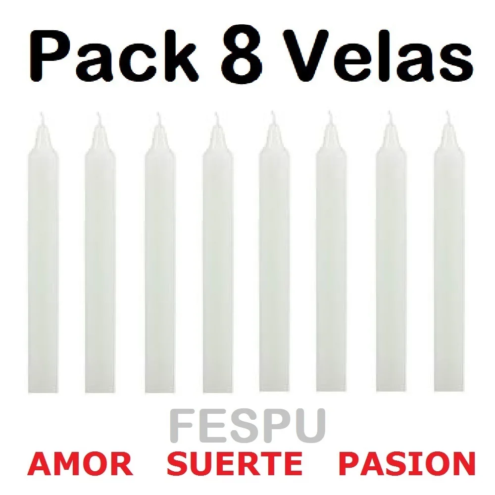 PACK VELAS CILINDRICA,VELAS DE LA SUERTE AMOR Y PASION,COLOR BLANCO,180 GRAMOS,170x20mm,VELA LUMAR,FESPU