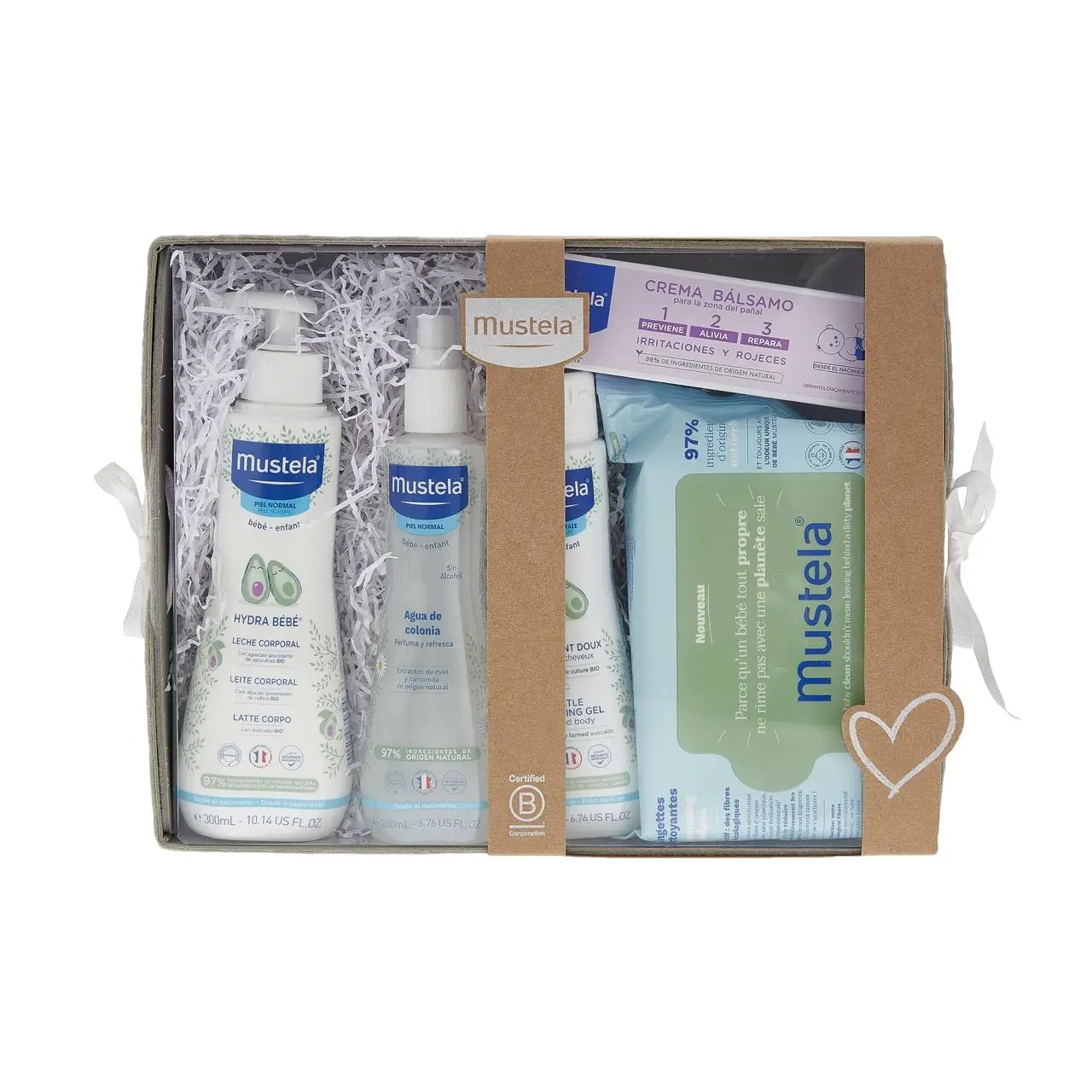 Mustela Gray Baby Layette Gift Pack - 5 Products for Daily Care and Hygiene