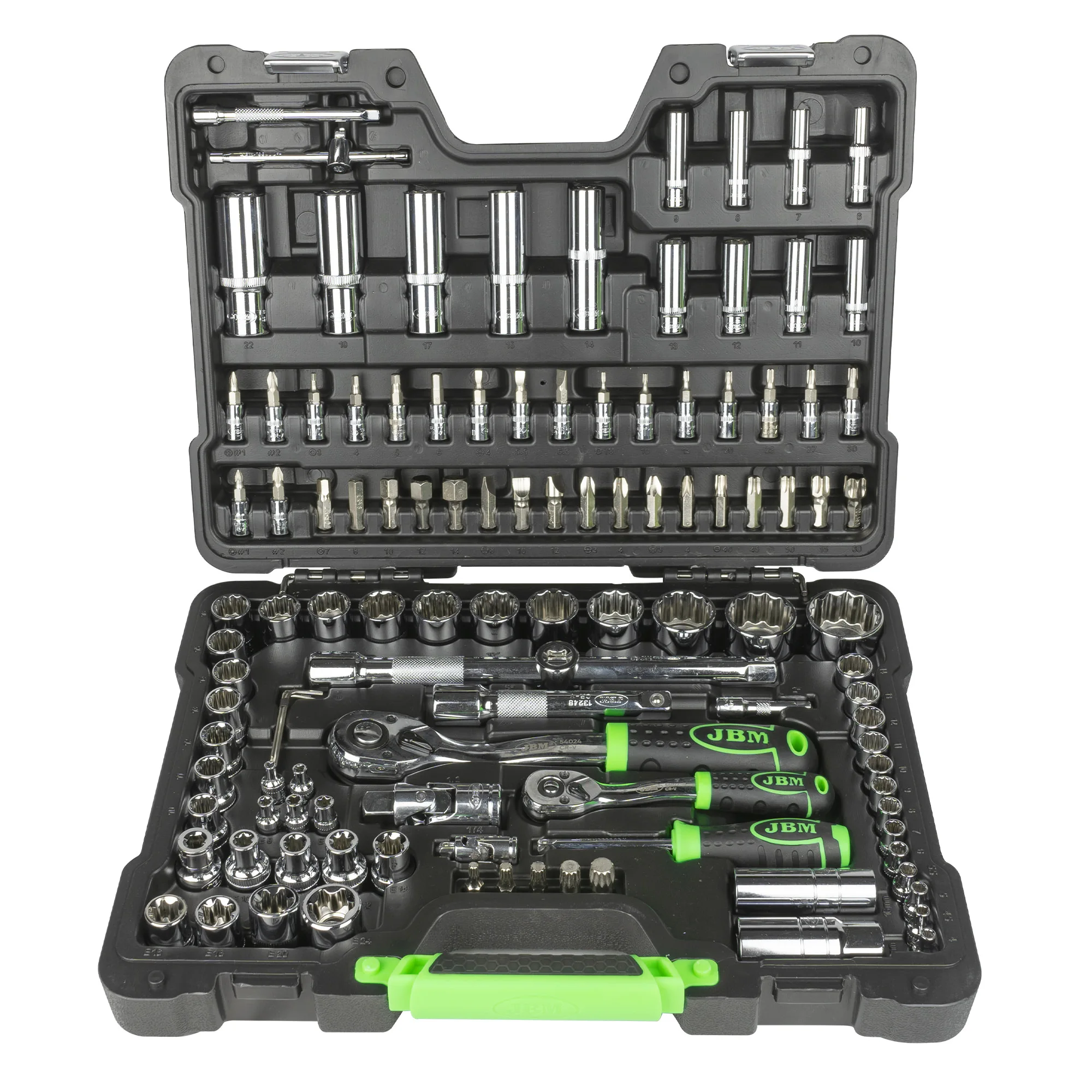 JBM 54047 113-piece tool case with 12-edge Chrome glasses-full set of hand tools for home. Motorcycle, car and engine, excellent price