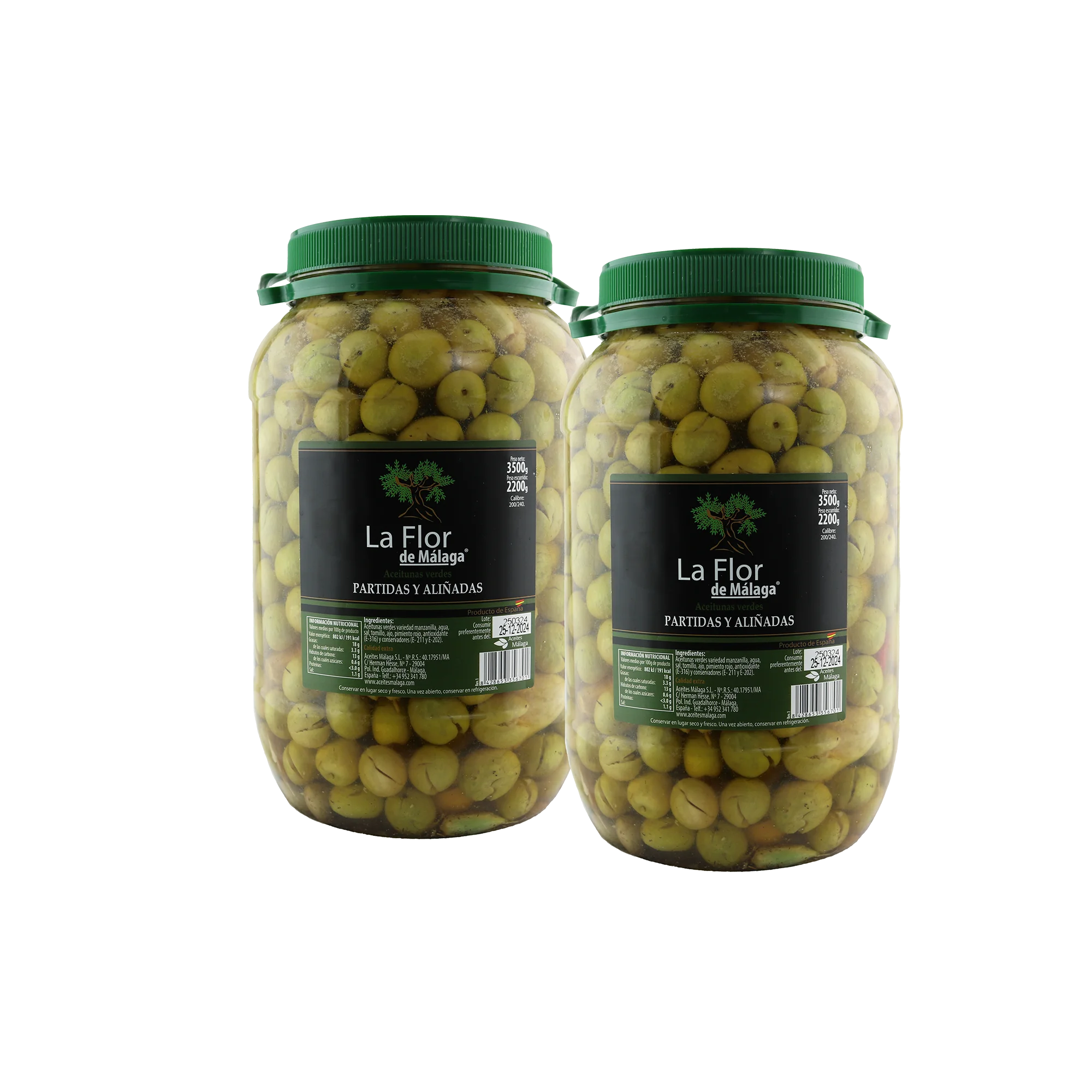 Extra olives divided the flower of MÁLAGA 3 KG (2.2 KG ESC) the flower of MALAGA appetizers