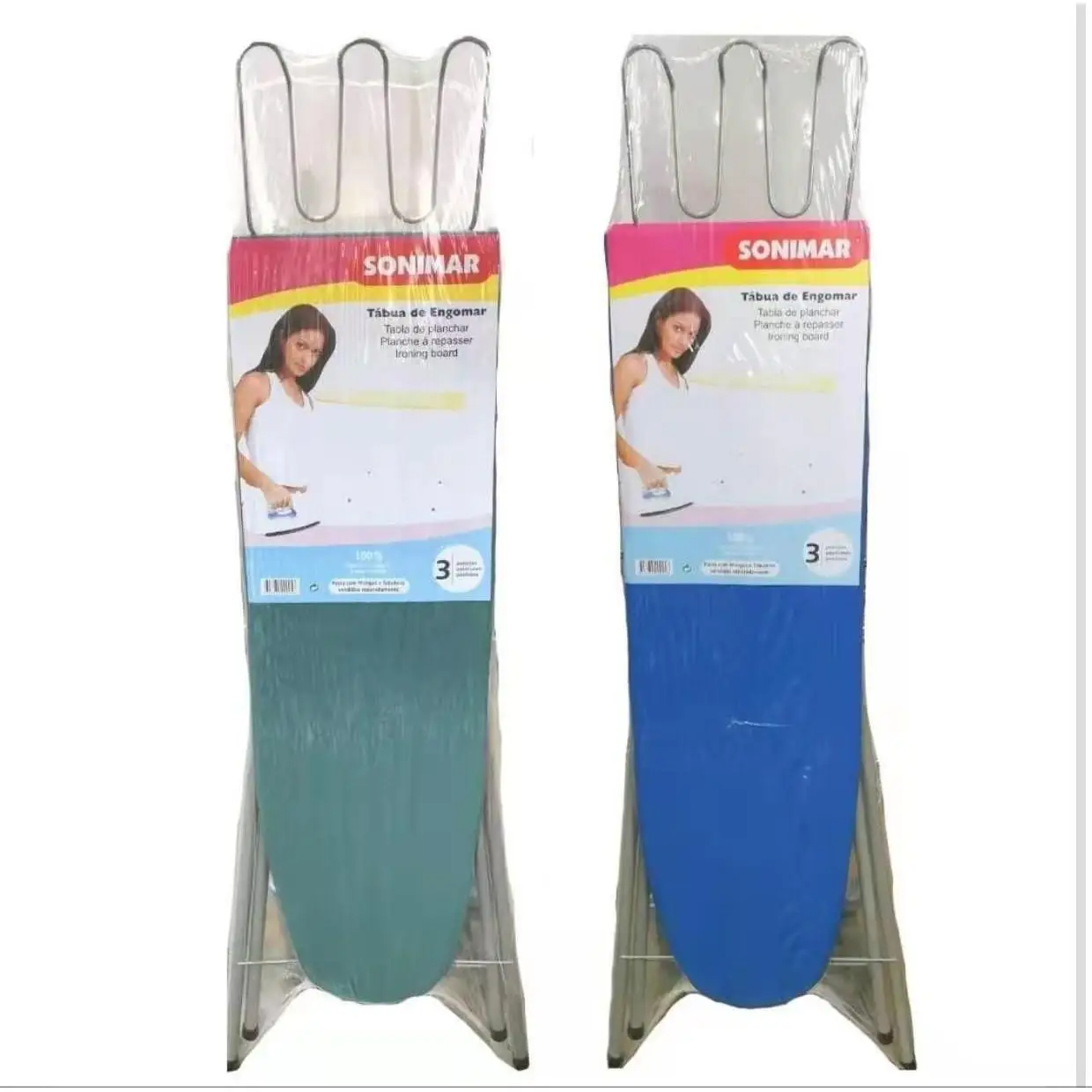 Tabla de planchar de 3 posiciones 130*29cm Metal Tabla de madera Funda 100% algodon gran calidad Sonimar PORTUGAL Envio color y modelos funda plancha aleatorias segun disponibilidad CUERPO MADERA