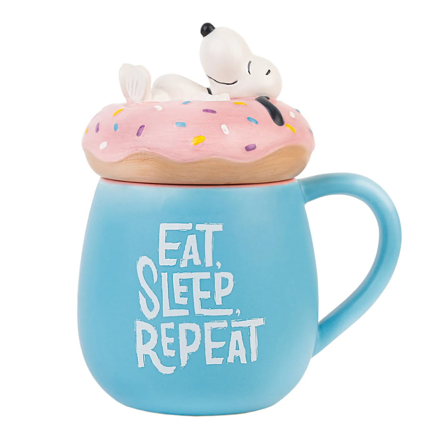 Grupo Erik Taza Snoopy 3D Con Tapa - Grande XL de Cerámica 500 ml Para Desayuno - Bonito y Original Para Regalar