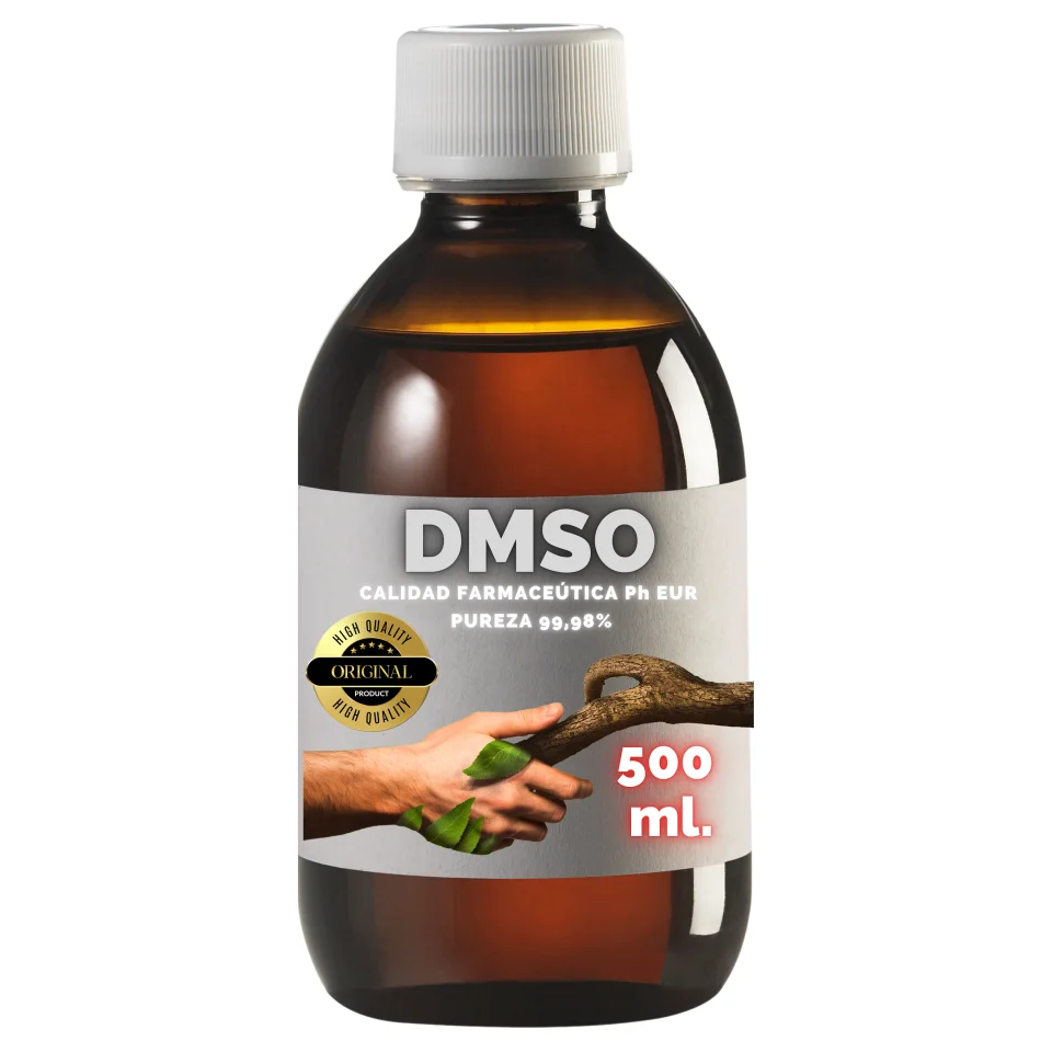 DMSO 500 ml. Futuevo®| Pharmaceutical grade dimethylsulfoxide Ph EUR 99,98% | Pharmaceutical grade amber glass packaging with high hardness | Safety seal and gift dispenser Cup | Reusable and eco-friendly packaging.