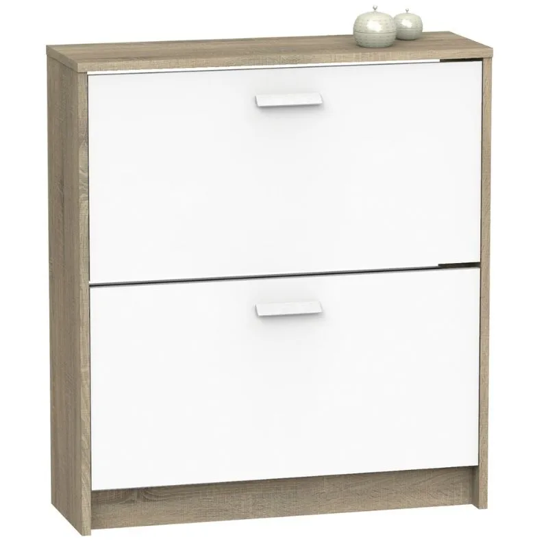 Miroytengo shoe cabinet 2 doors Tibet Miroytengo Cambrian oak and white 74 Cm