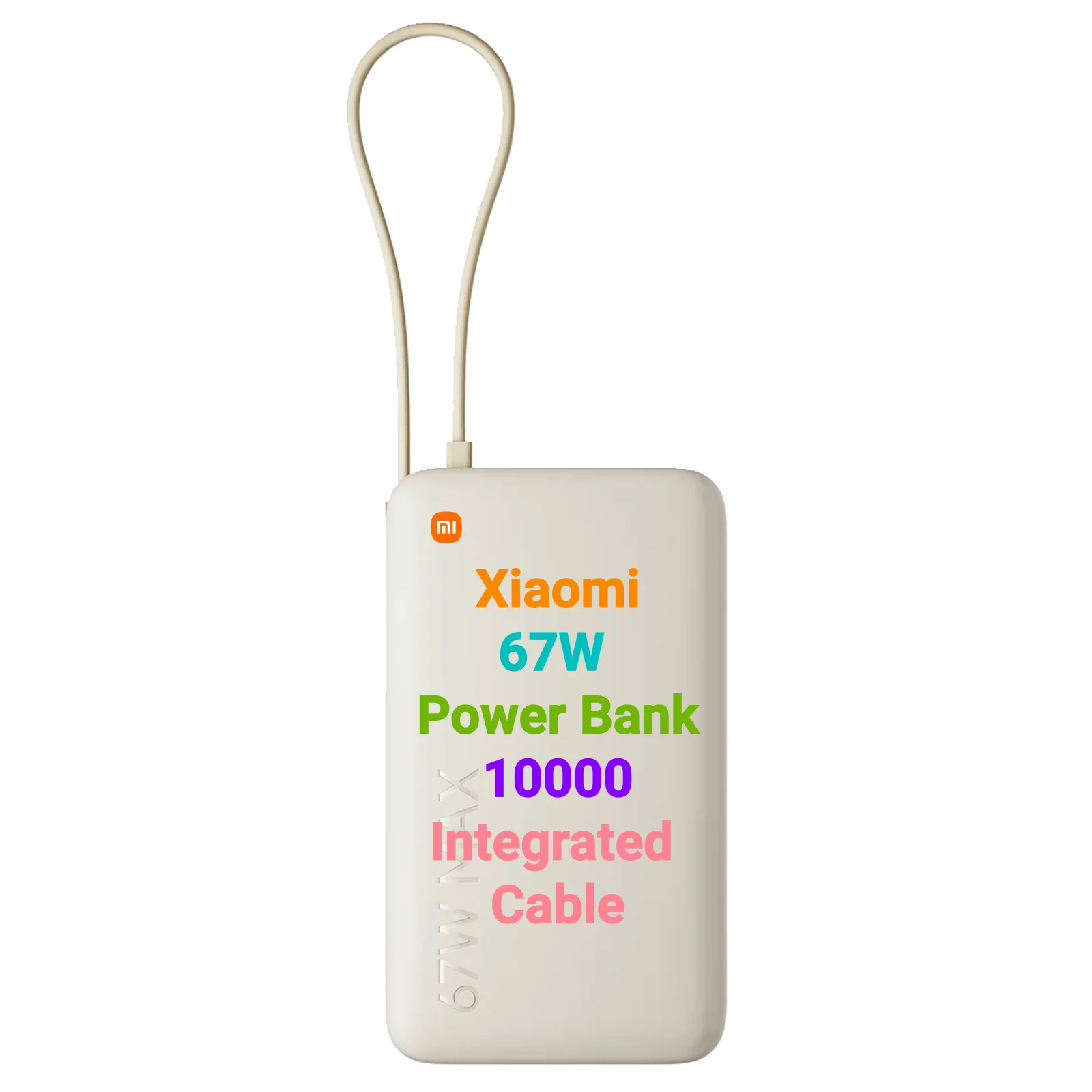 Xiaomi 67W Power Bank 10000 (Integrated Cable) - Carga 67W/65W, Cable USB-C, Pantalla Digital, 3 Puertos, Uso Viaje