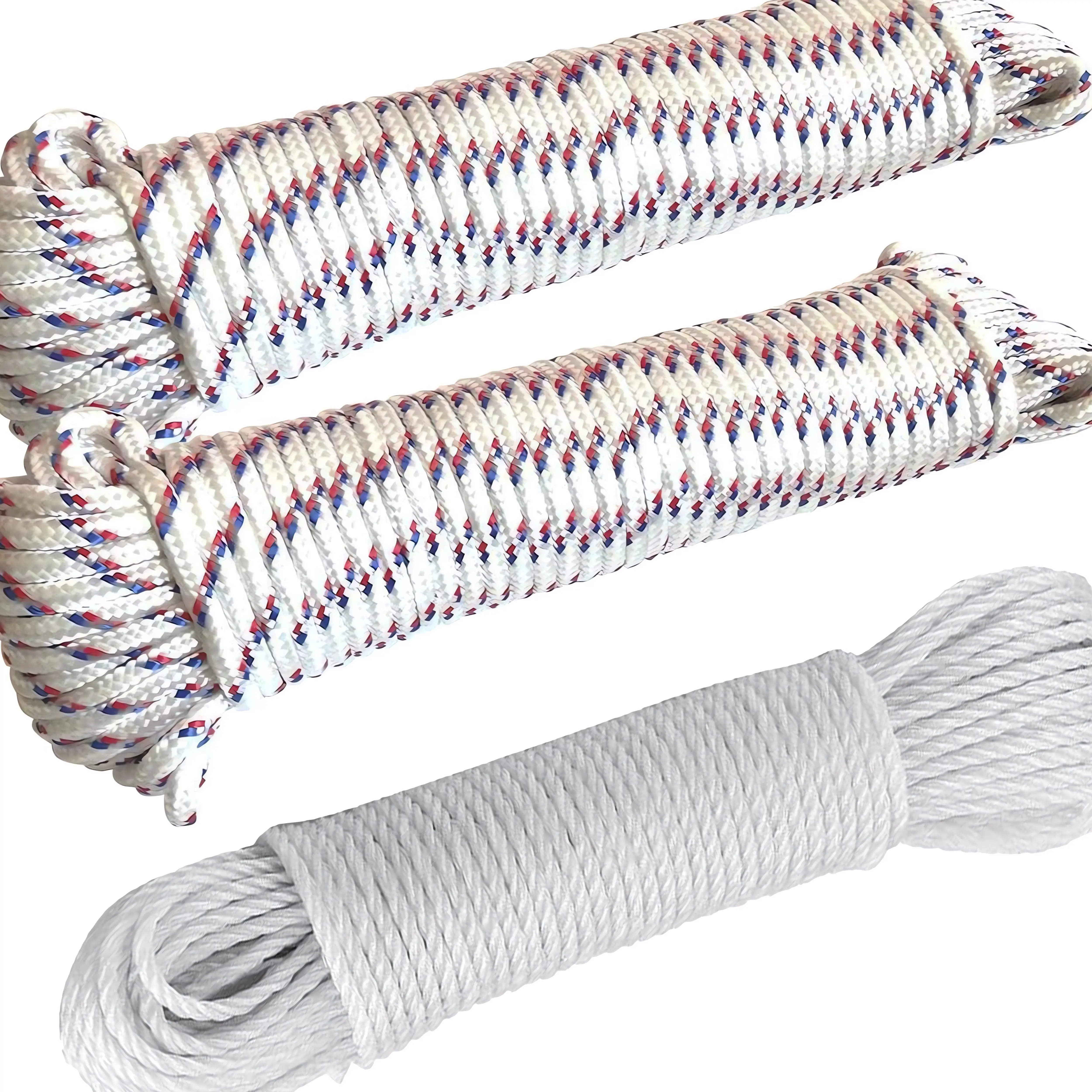 Cuerda para Tender Ropa Euroxanty | Pack 3 Tipos | Resistente y Duradera | Blanca con Rayas 20 M