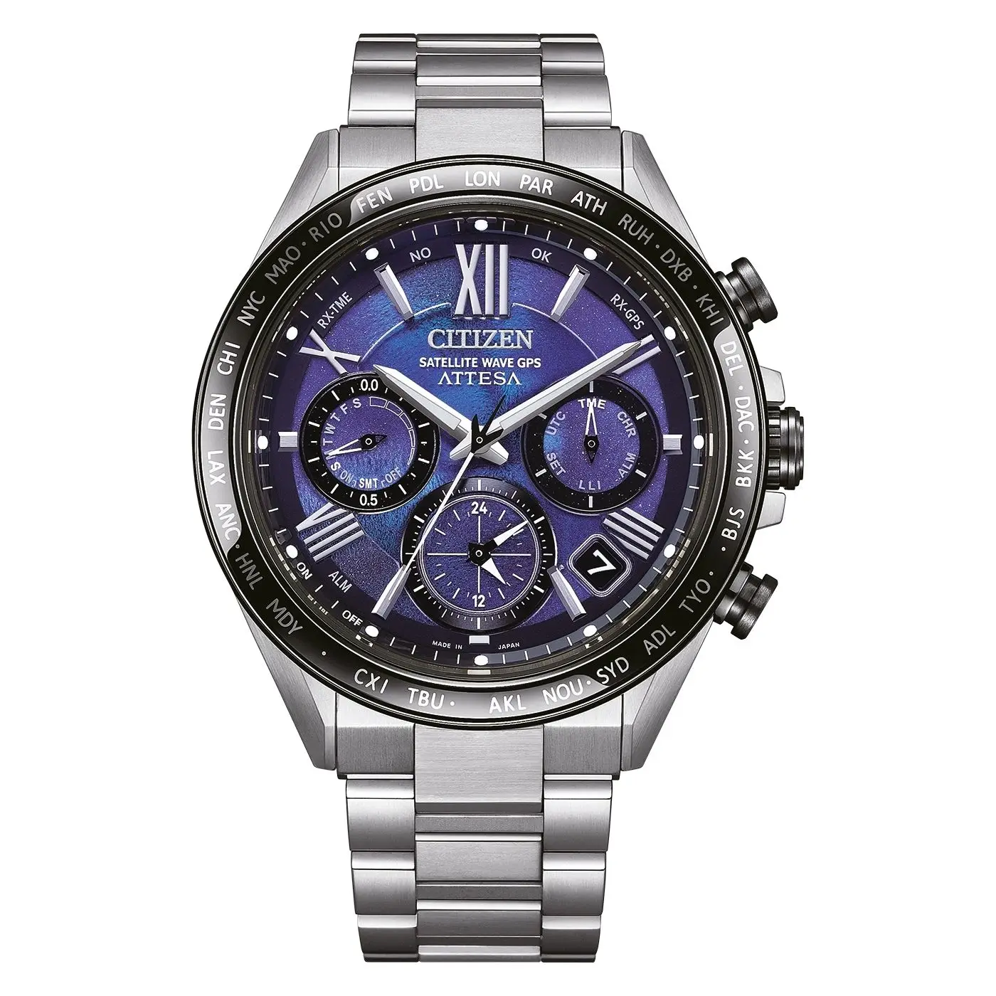 Citizen Men's Analog Solar Watch with Titanium Strap CC4075-50L, featuring a gray titanium case and strap, sapphire crystal, 10ATM water resistance, and GPS synchronization, perfect for luxury watches enthusiasts. #1