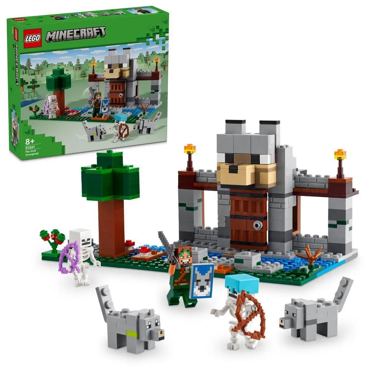 LEGO 21261 Minecraft: The Wolf Fortress Building Set, 312 pieces, includes a wolf tamer and skeletons for ages 8+, perfect for Minecraft fans to enjoy creative play and imaginative battles in the forest. #1