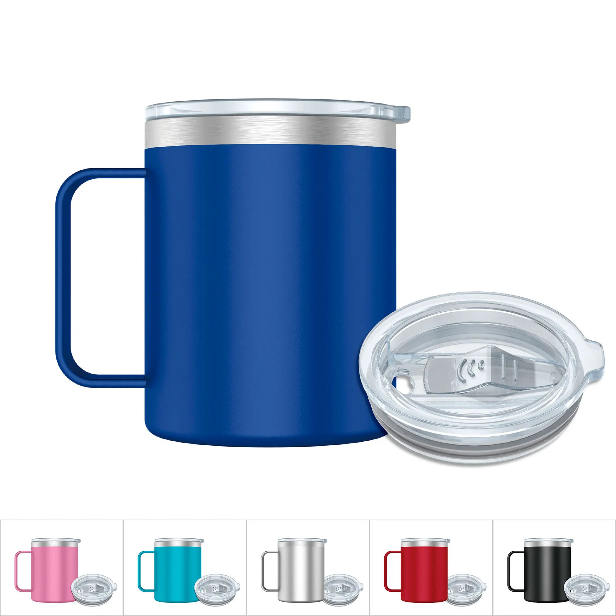 Taza Termo Café y Te para Llevar 400ml - Taza Térmica de Acero Inoxidable con Asa y Tapa Botella, Vaso (MKB400 999)