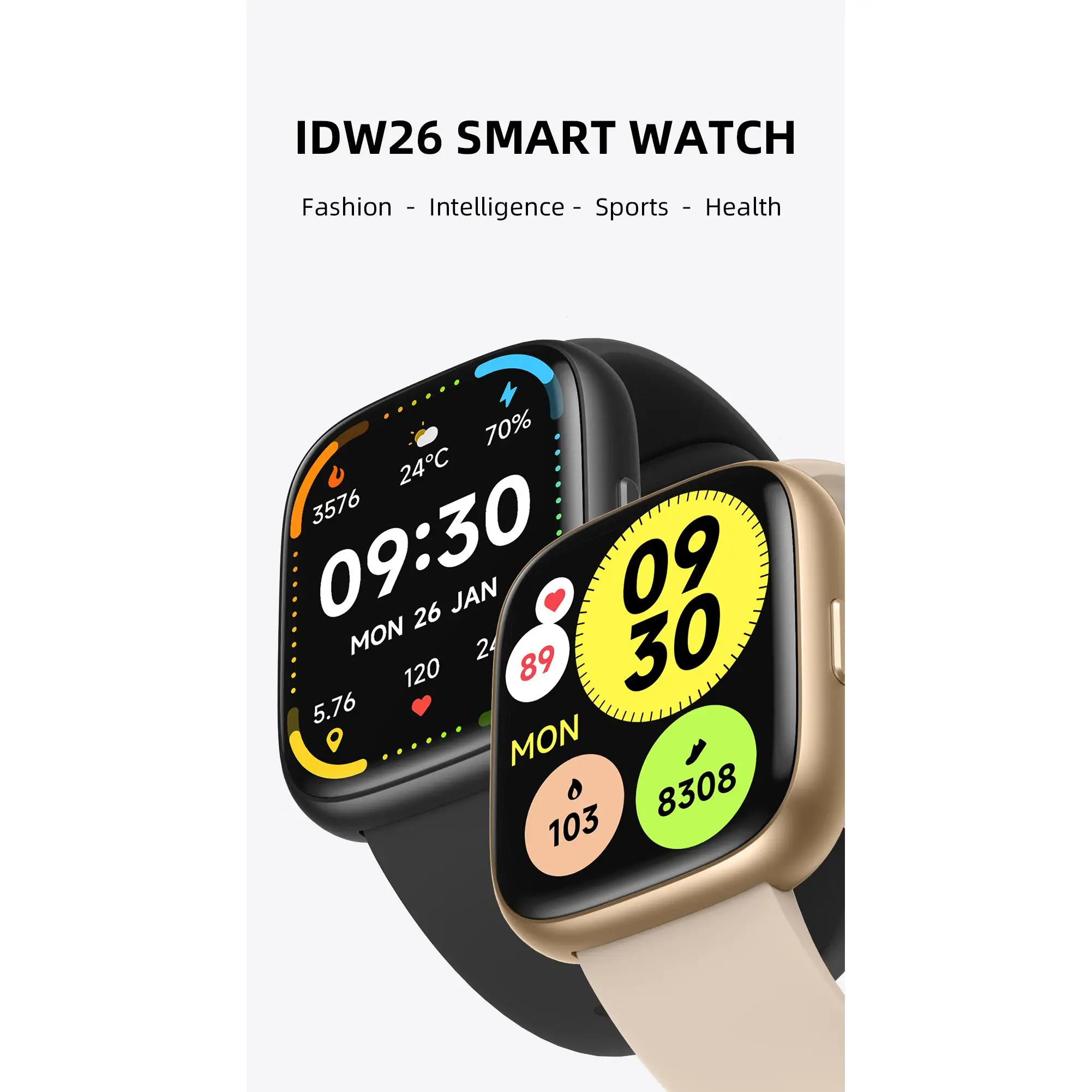 Smartwatch 1.83" TFT-LCD IP68 with Bluetooth Calling, Alexa, 100 Sports Modes, Heart Rate and Sleep Monitor, Customizable Dials, 300 mAh Battery for iOS and Android, Smart Watch for Men and Women
