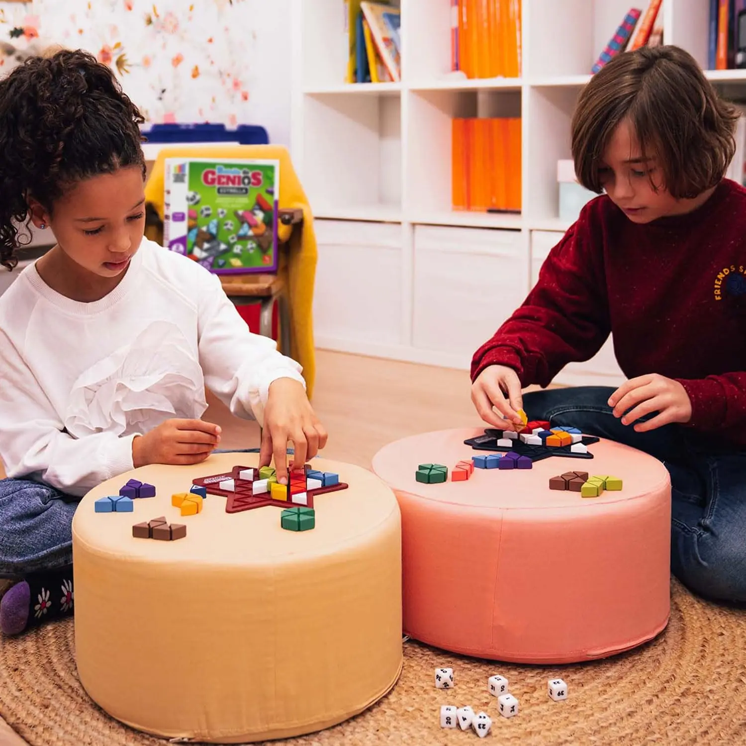 Ludilo Battle of Geniuses Stars | Educational Board Game for Kids 8 Years, includes 22 wooden shapes, 14 blockers, 7 dice, and 2 boards, enhancing cognitive skills in 2 players with over 165,000 challenges. #6