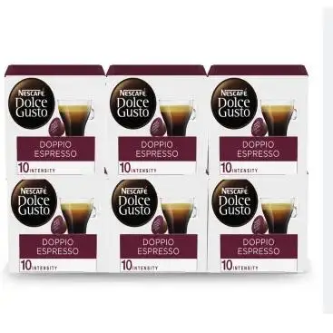 Nescafé dolce gusto espresso doppio, 96 capsules, intensity 10, arabica and robusta coffee (6 pack x 16) total 96 capsules