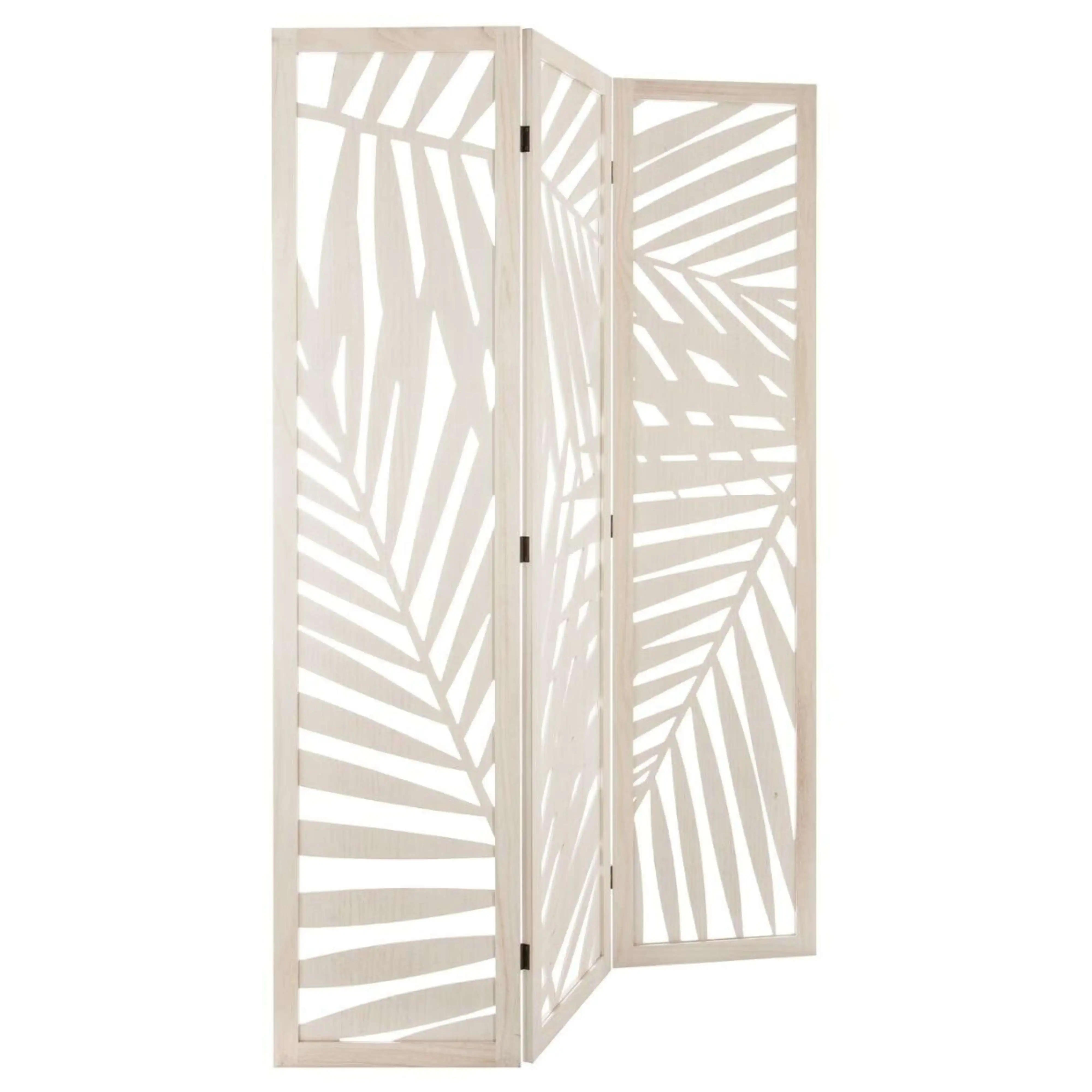 Miroytengo Biombo Decoración Separador Ambientes Dormitorio Salón 3 Paneles Madera Akira Color Blanco