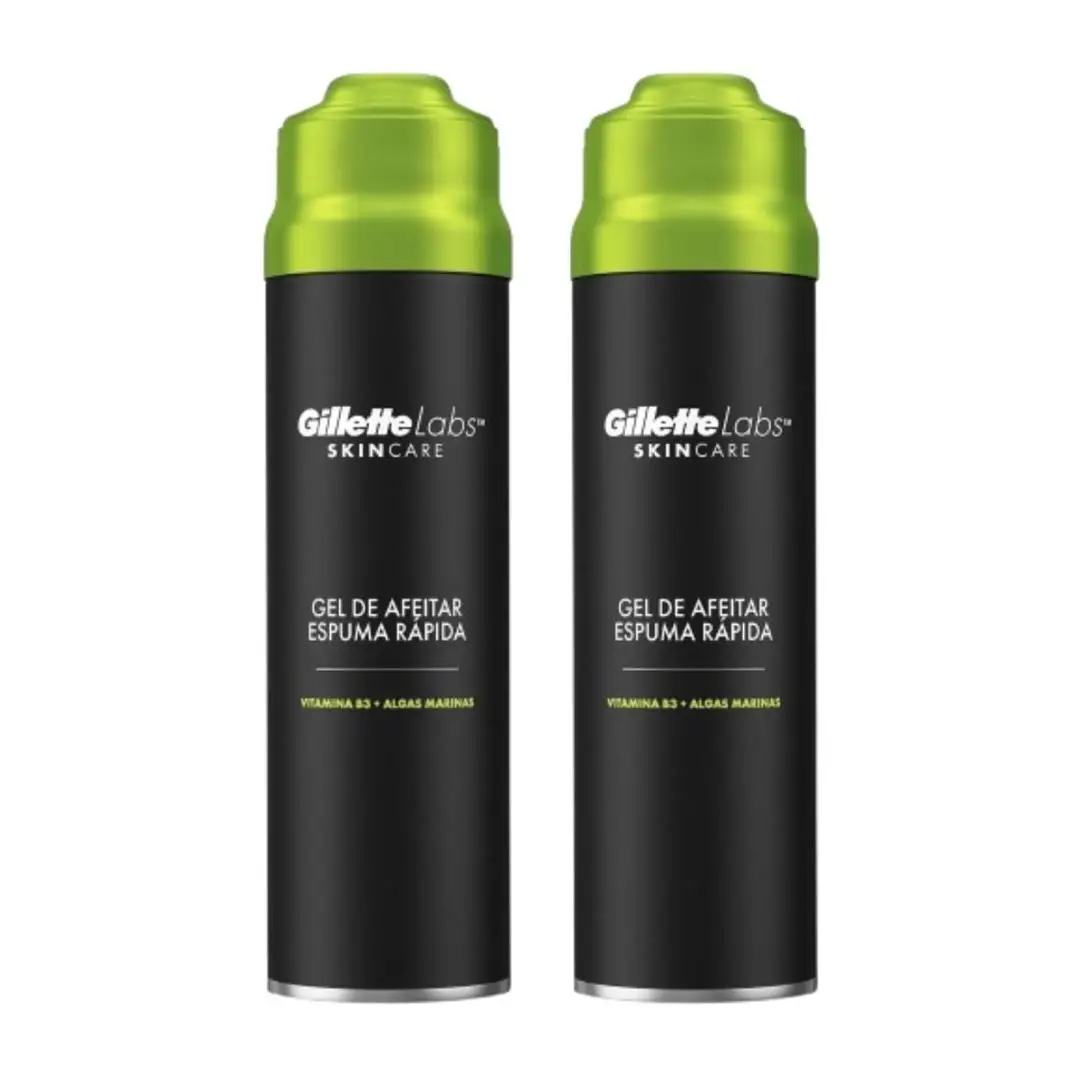 GilletteLabs gel de afeitar con espuma rápida, refresca para calmar y protege contra la irritación del afeitado, de fácil aclarado, 198 ml
