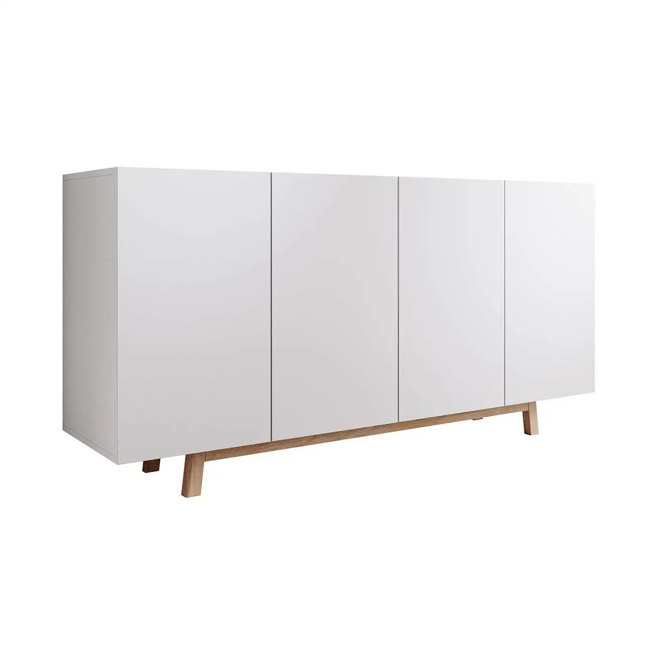 MB Muebles Bonitos - Aparador de salón Siena de melamina mate blanco, 160x79x40 cm, 4 puertas con sistema push-click, para comedor o entrada