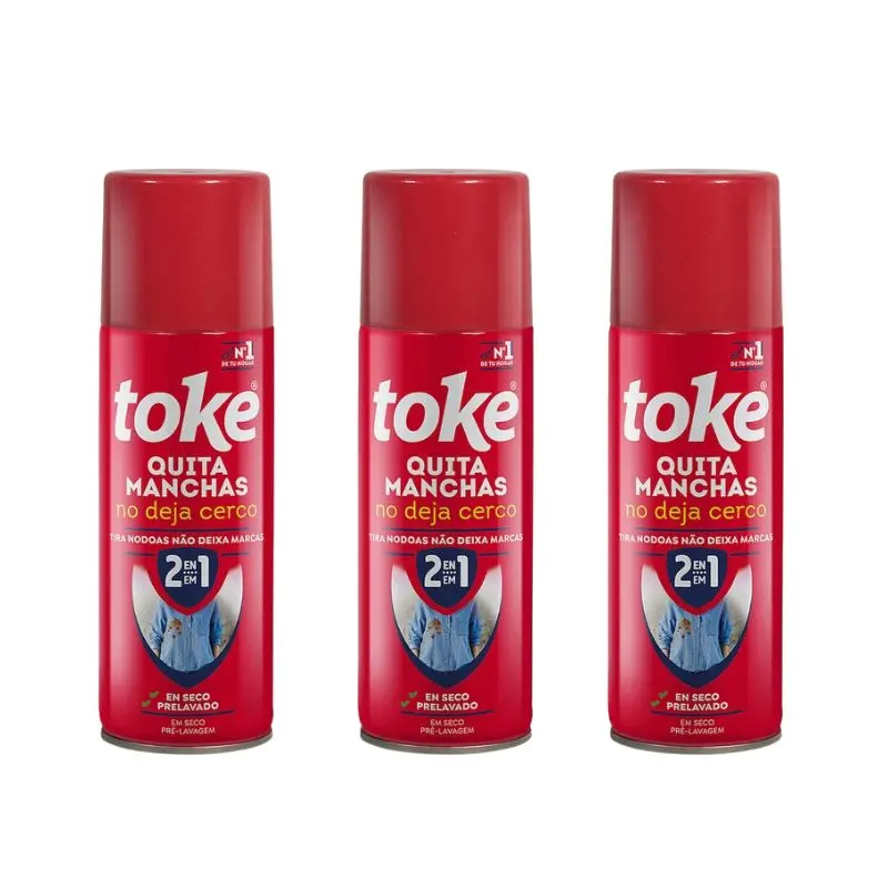 Toke Quitamanchas en Seco y Prelavado para Ropa, Elimina Manchas de Grasa sin Dejar Cerco, Pack Ahorro 3x200 ml
