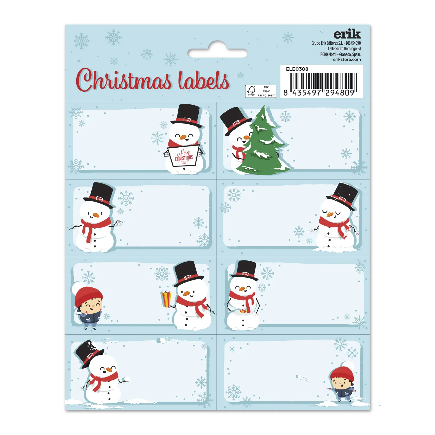Etiquetas adhesivas navidad snowman