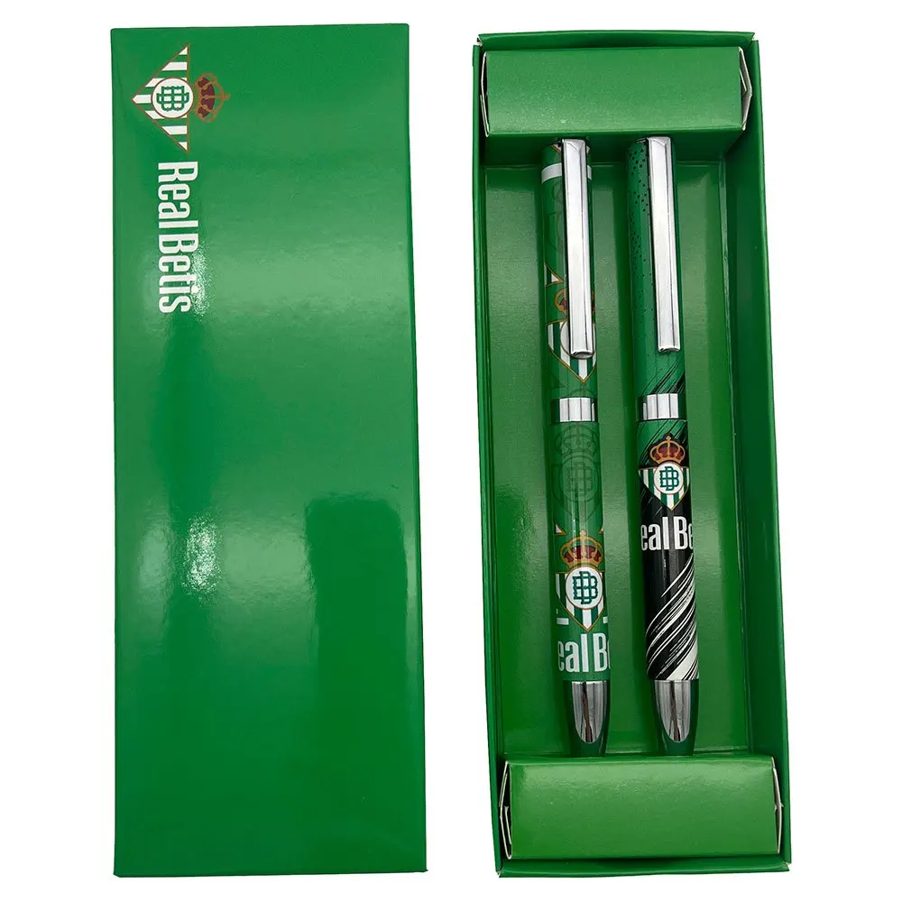 Set De Dos Bolígrafos Metálicos Real Betis Balompié oficial y original CYP Brands ideal para regalos y cualquier momentos