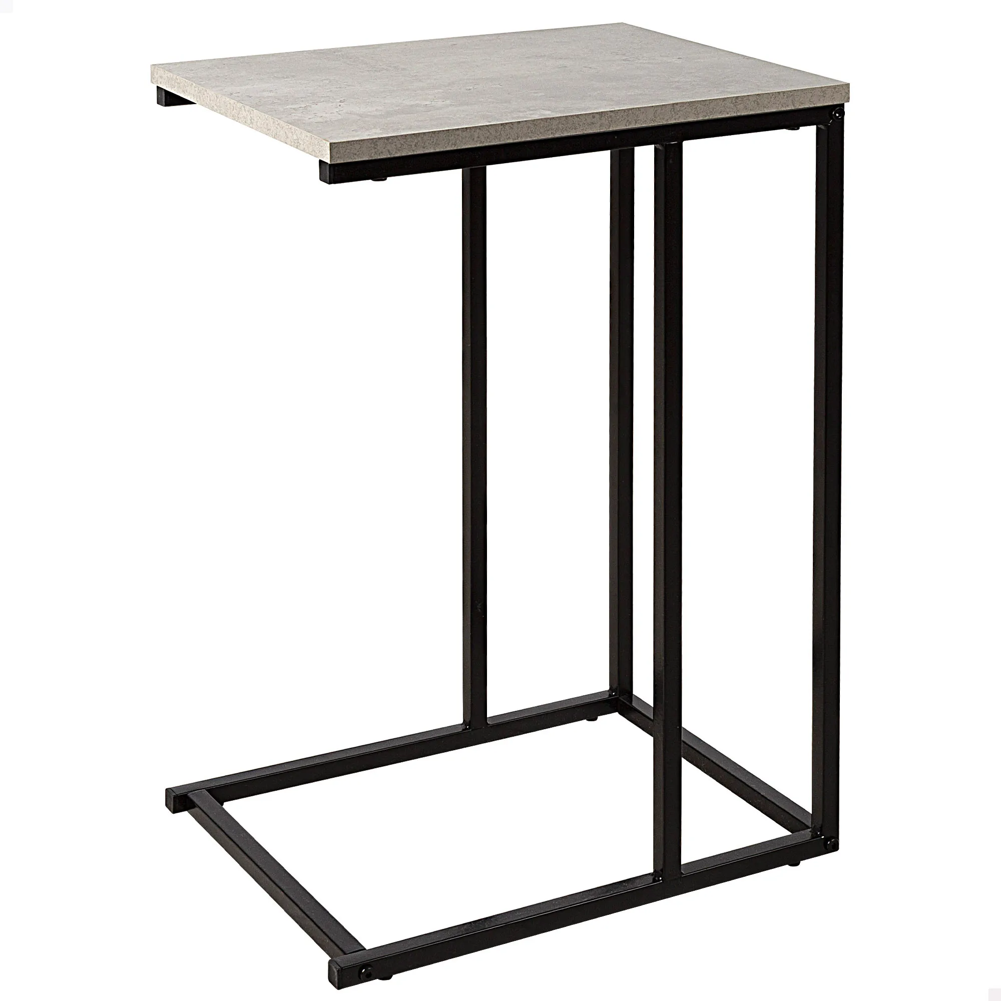Max Home - Mesa auxiliar en forma de C, peso máximo soportado 5 kg, mesita de noche, estructura metálica negra, decorativa  para salón, dormitorio