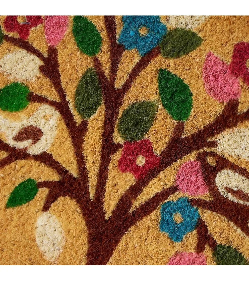 Dcasa 60x40 cm coconut fiber multicolor anti-slip tree of life doormat