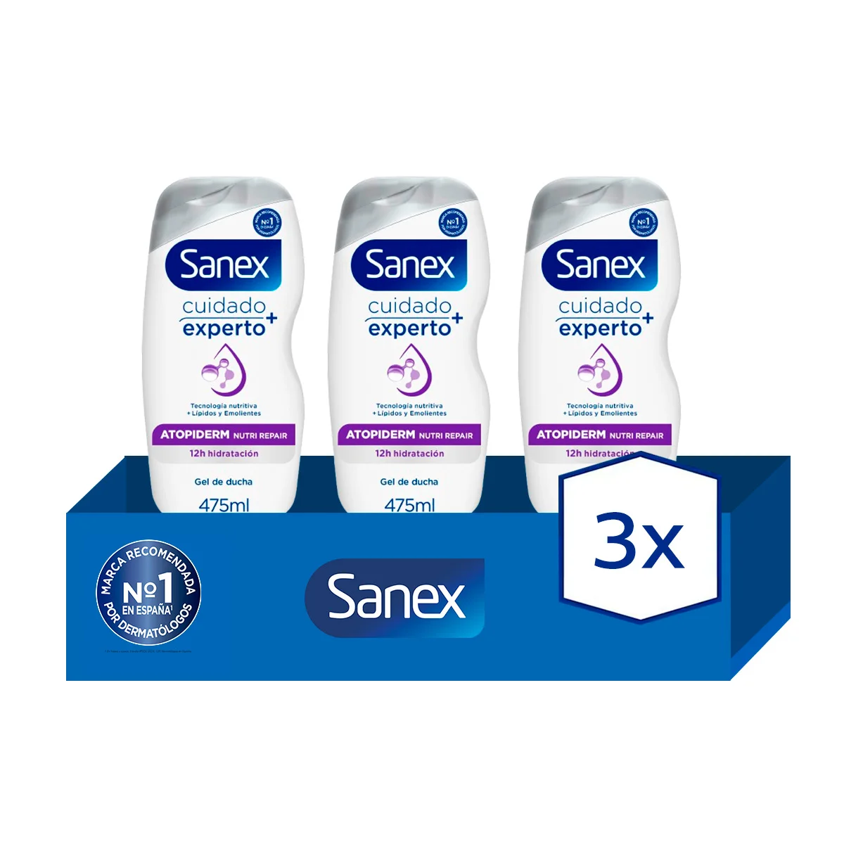 Gel de ducha o baño Sanex BiomeProtect Atopiderm Nutri Repair 475ml. Pack 3