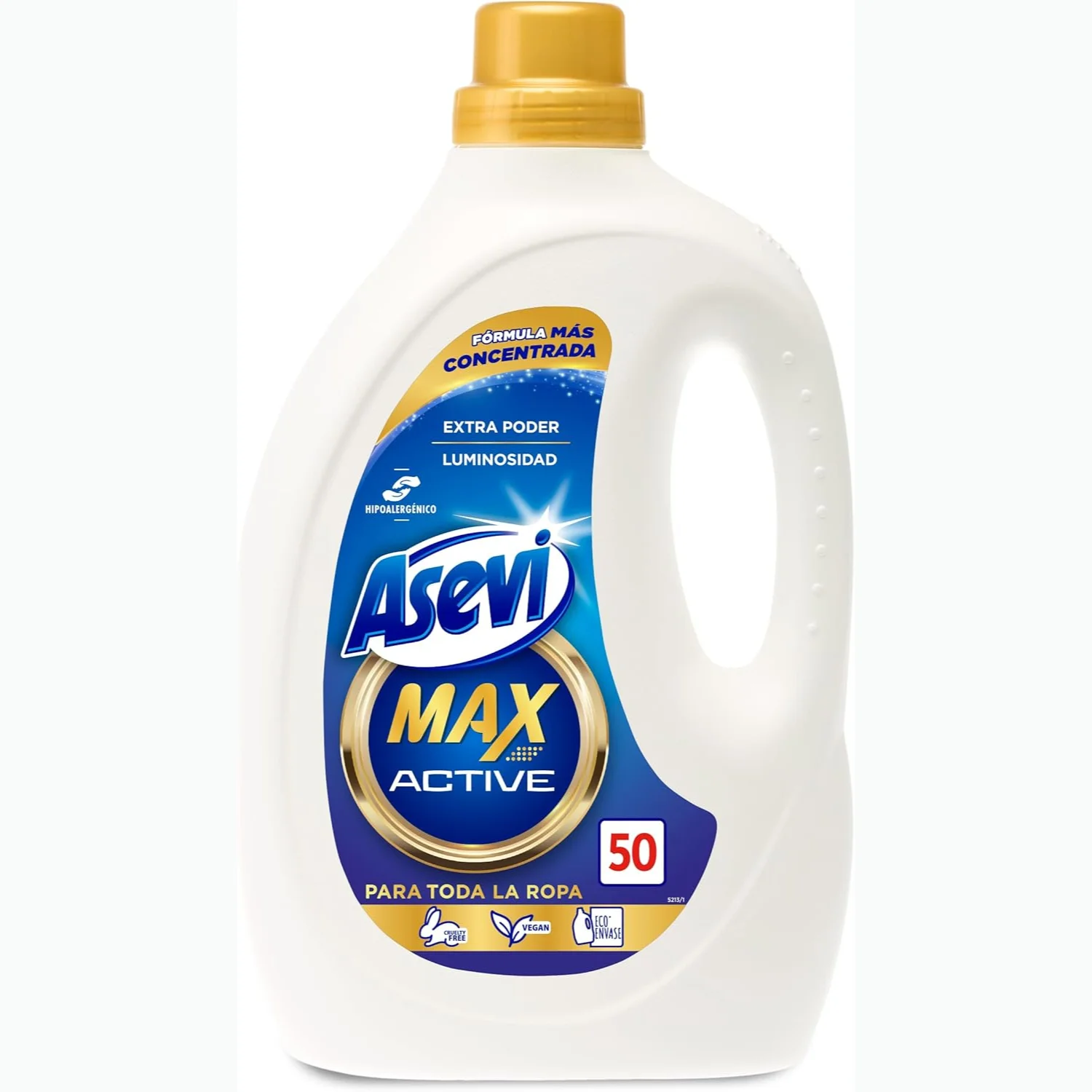 Krown- Asevi Detergente Líquido para Lavadora Max Active – Hipoalergénico y Concentrado para Ropa Blanca y de Color – Quitamanchas Poderoso y Extra Luminosidad – 50 Lavados