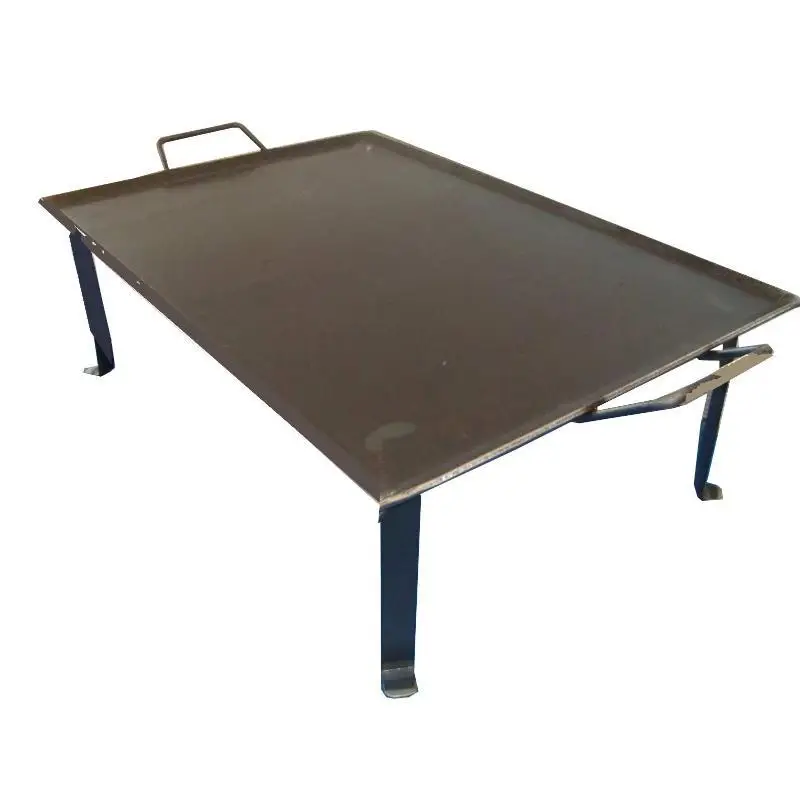 Plancha asar acero 4 mm+2 asas metal+patas sin vertegrasas 50x33