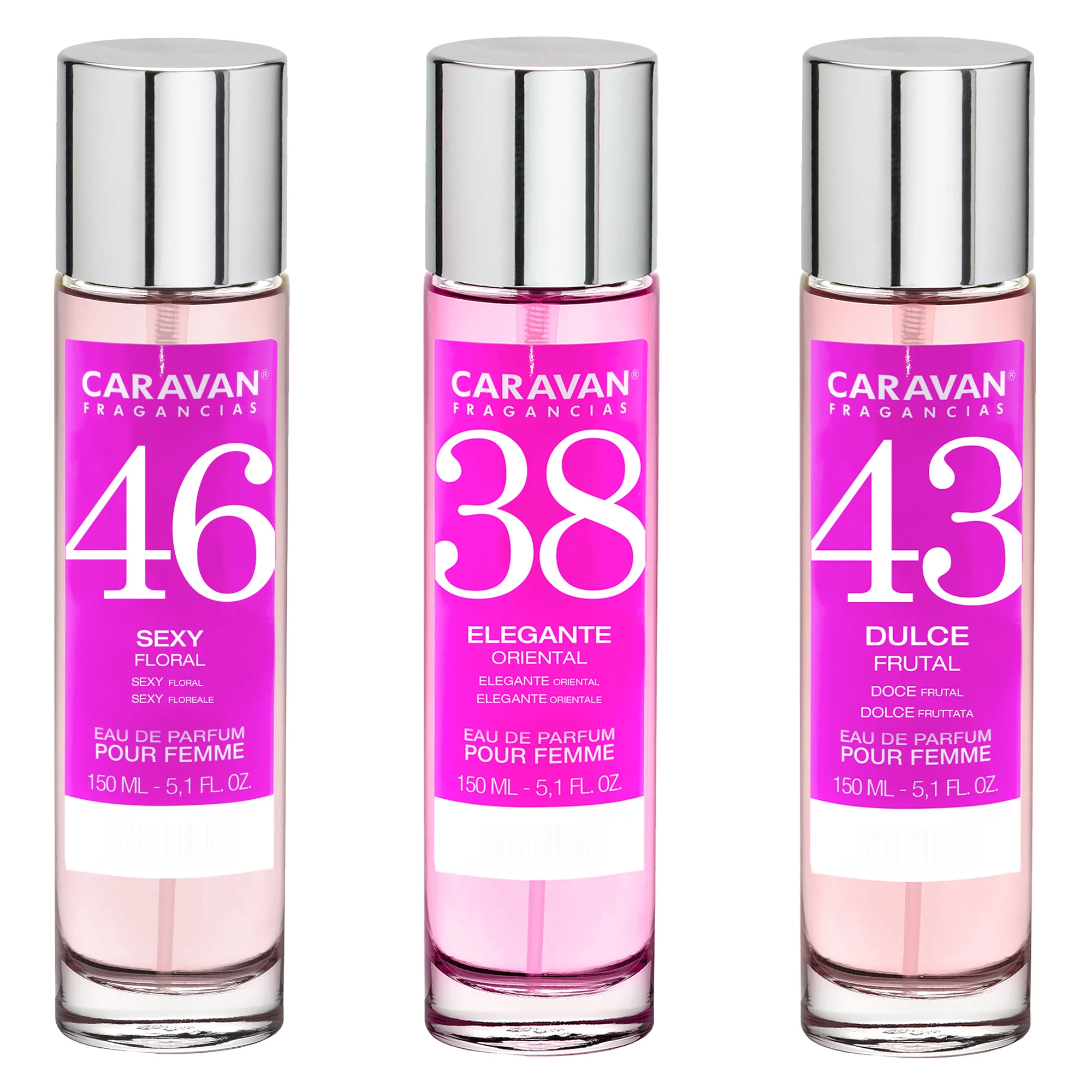 3x Caravan Perfumes de Mujer Nº43 Nº38 Nº46 de 150ml