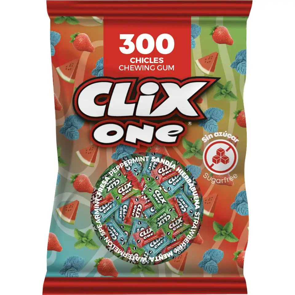 Clix one - assorted bag of gum - 300 units - irresistible flavors: strawberry, mint, watermelon and peppermint #1