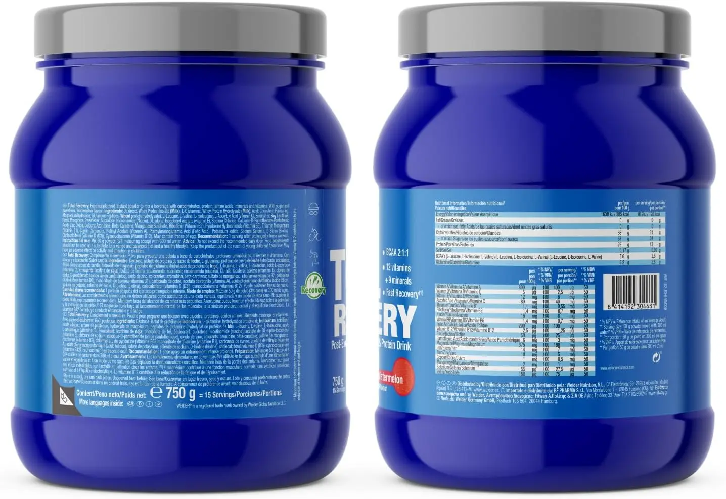 Victory endurance total recovery - 750 gr - post-warning recovery of carbohydrates, electrolytes and protein. With bcaa 2:1:1, vitamins and minerals