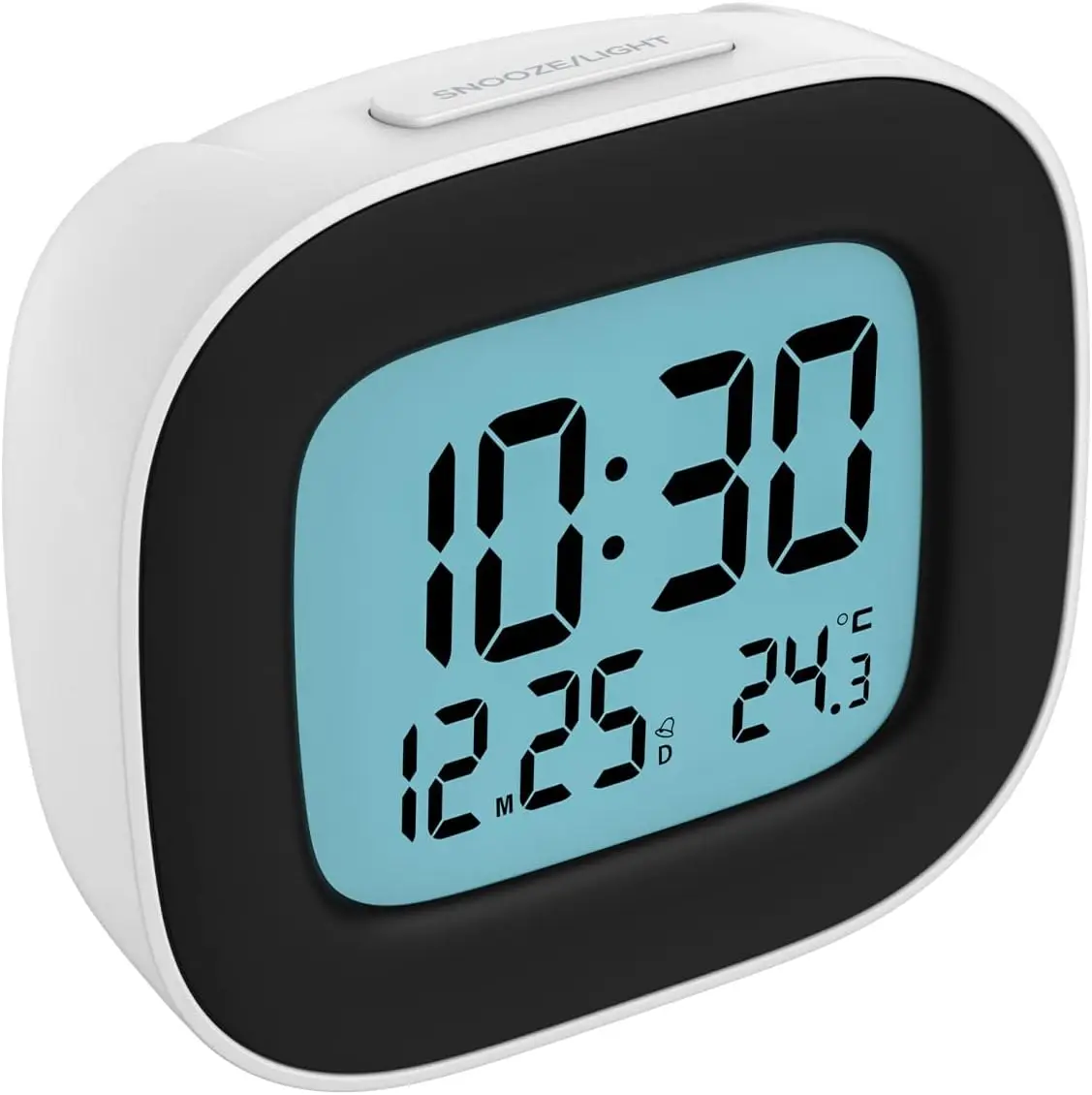 Despertador Digital Pilas Reloj Despertador Digital Pequeño con Luz, Despertador Inteligente con Temperatura Fecha y Zumbador Fuerte, Siesta, para