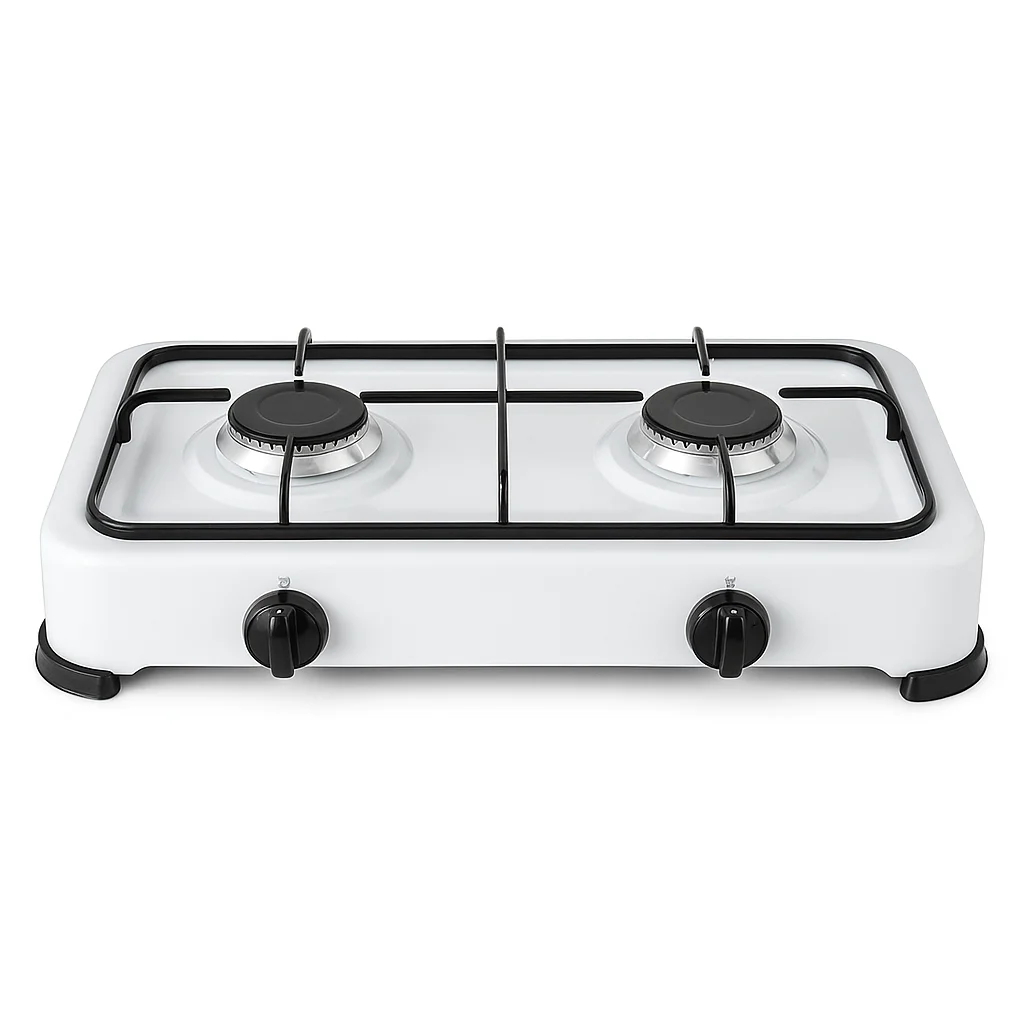 Cocina de Gas Portátil de 2 Fuegos – Compacta, Ligera y Eficiente para Hogar, Camping o Viajes