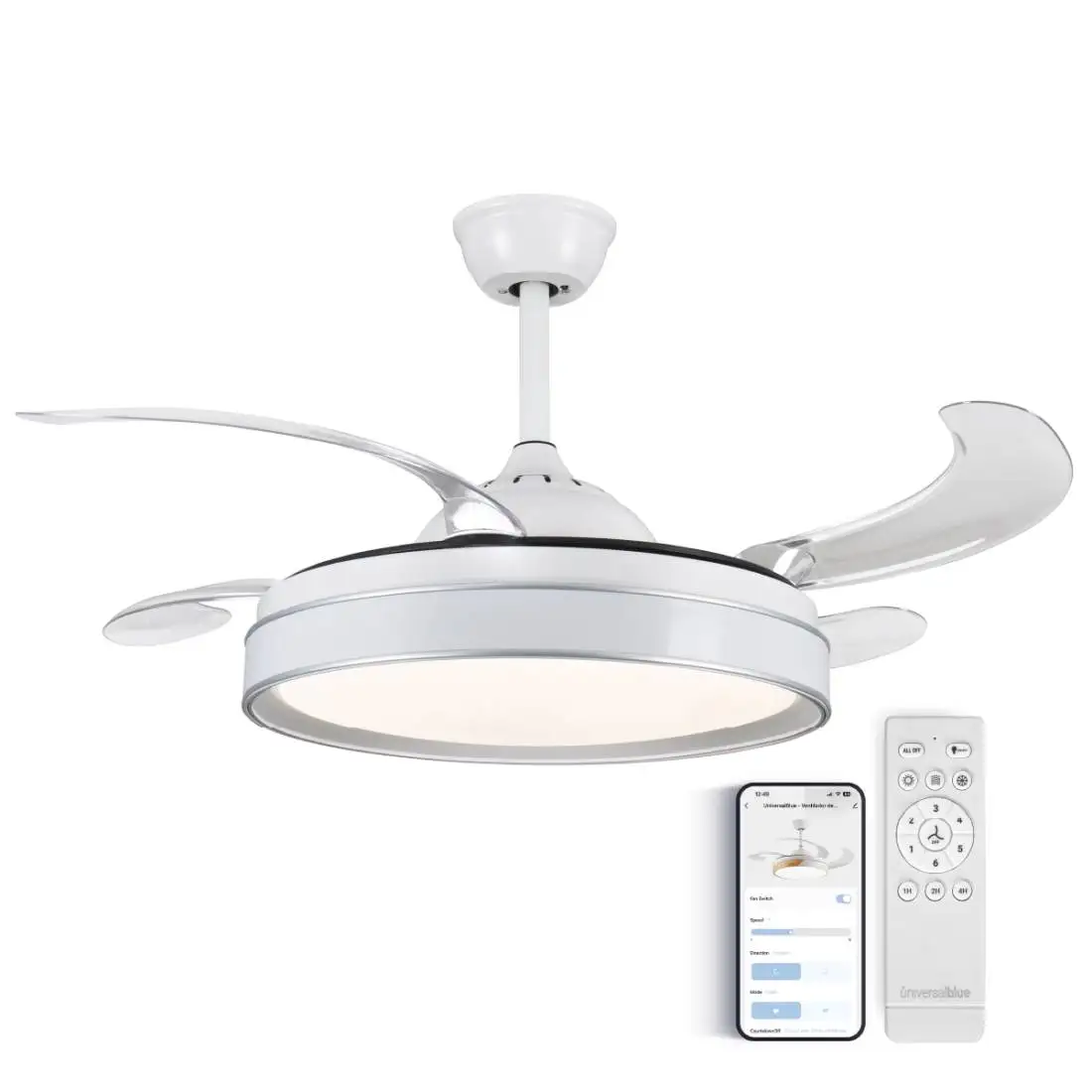 Ceiling fan concealed blades with white WiFi 122cm | UNIVERSALBLUE