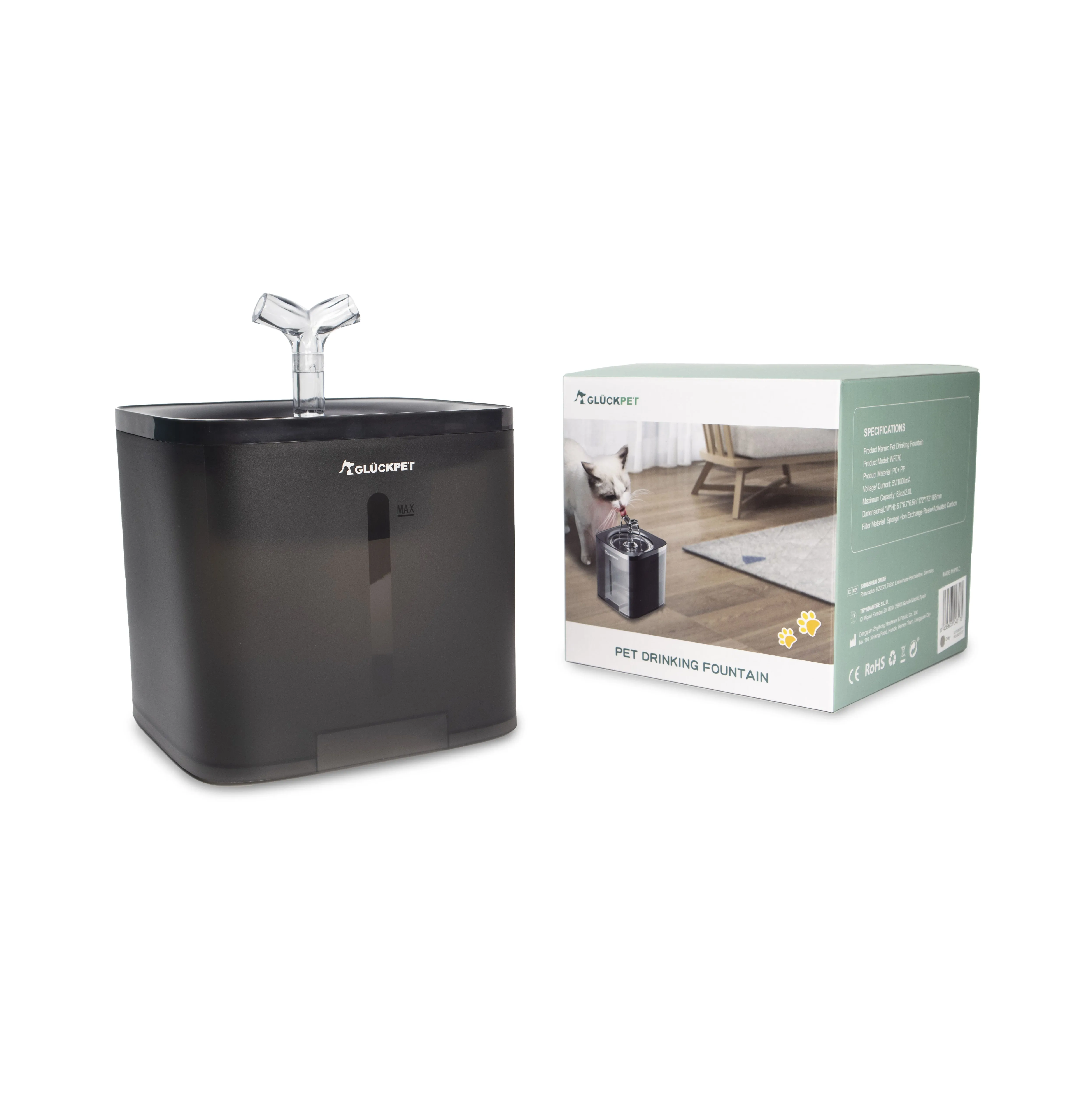 Fuente para Gato, 2L, Filtro Triple y Bomba de Agua