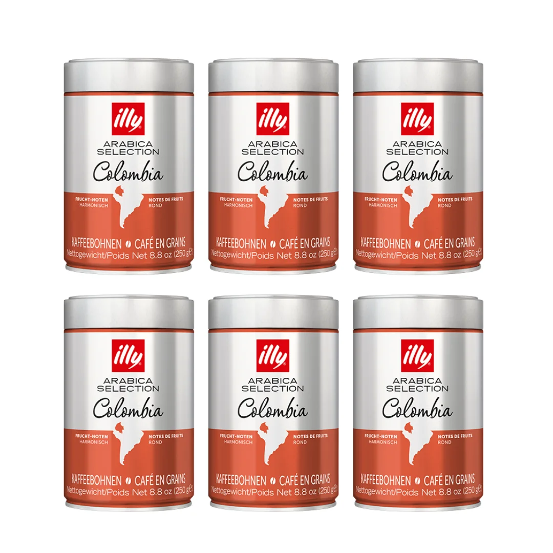 Pack 6 x Illy Café en Granos Colombia 250 gr 100% arábico