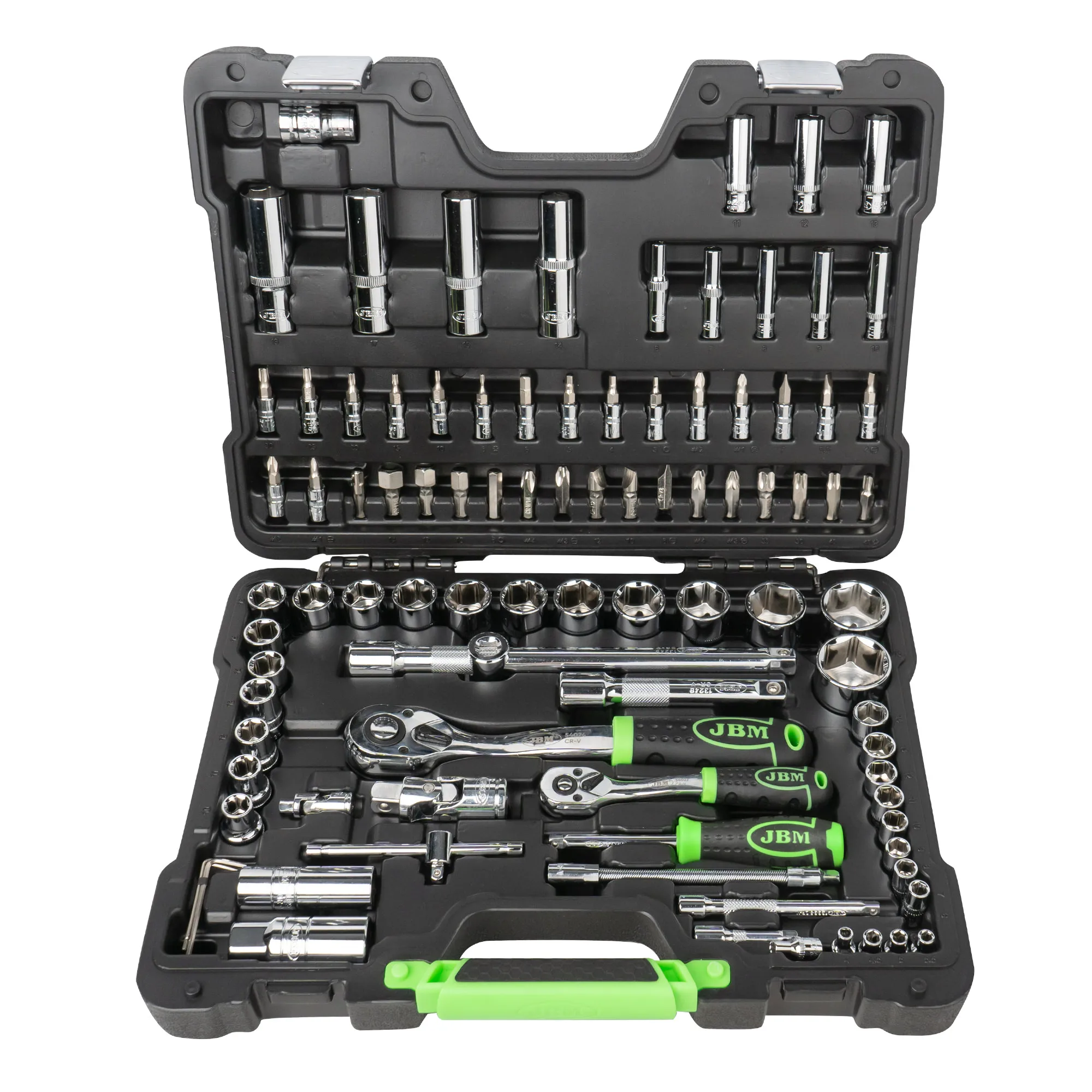 54049 Model 94 PCs JBM tool case with Chrome hex cups-full set of hand tools for home. Motorcycle, car and engine, excellent price