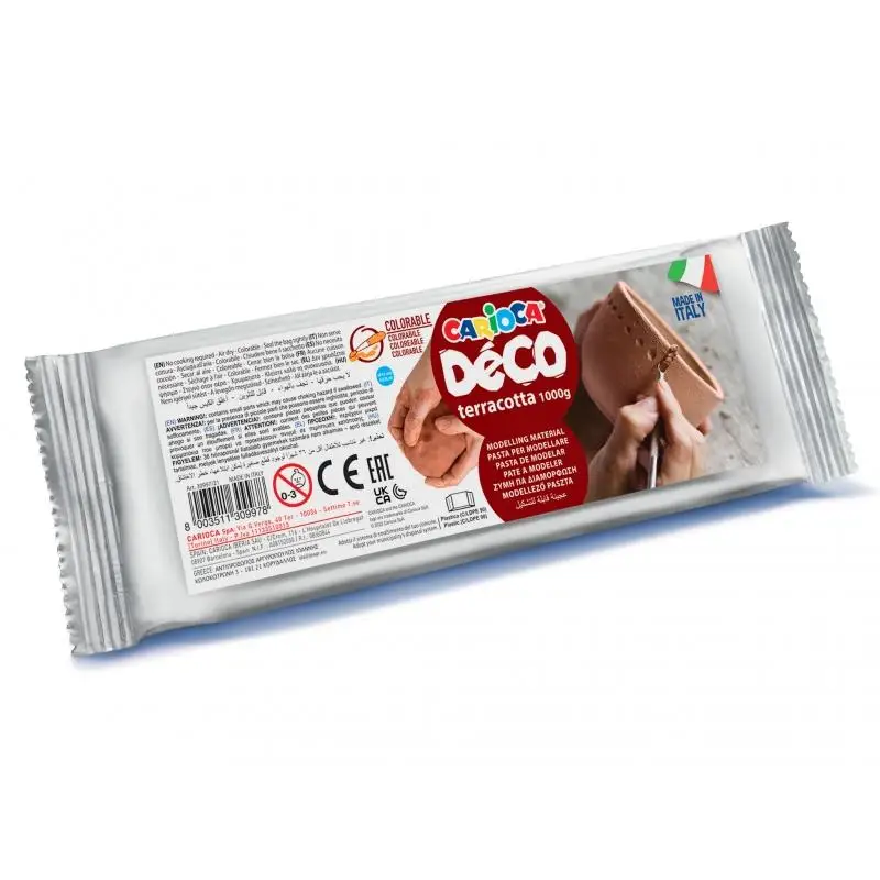 Modela con Carioca Pasta de Modelar Terracota 1000gr | Ideal para Todas las Técnicas | Fácil de Alisar | Color Marrón