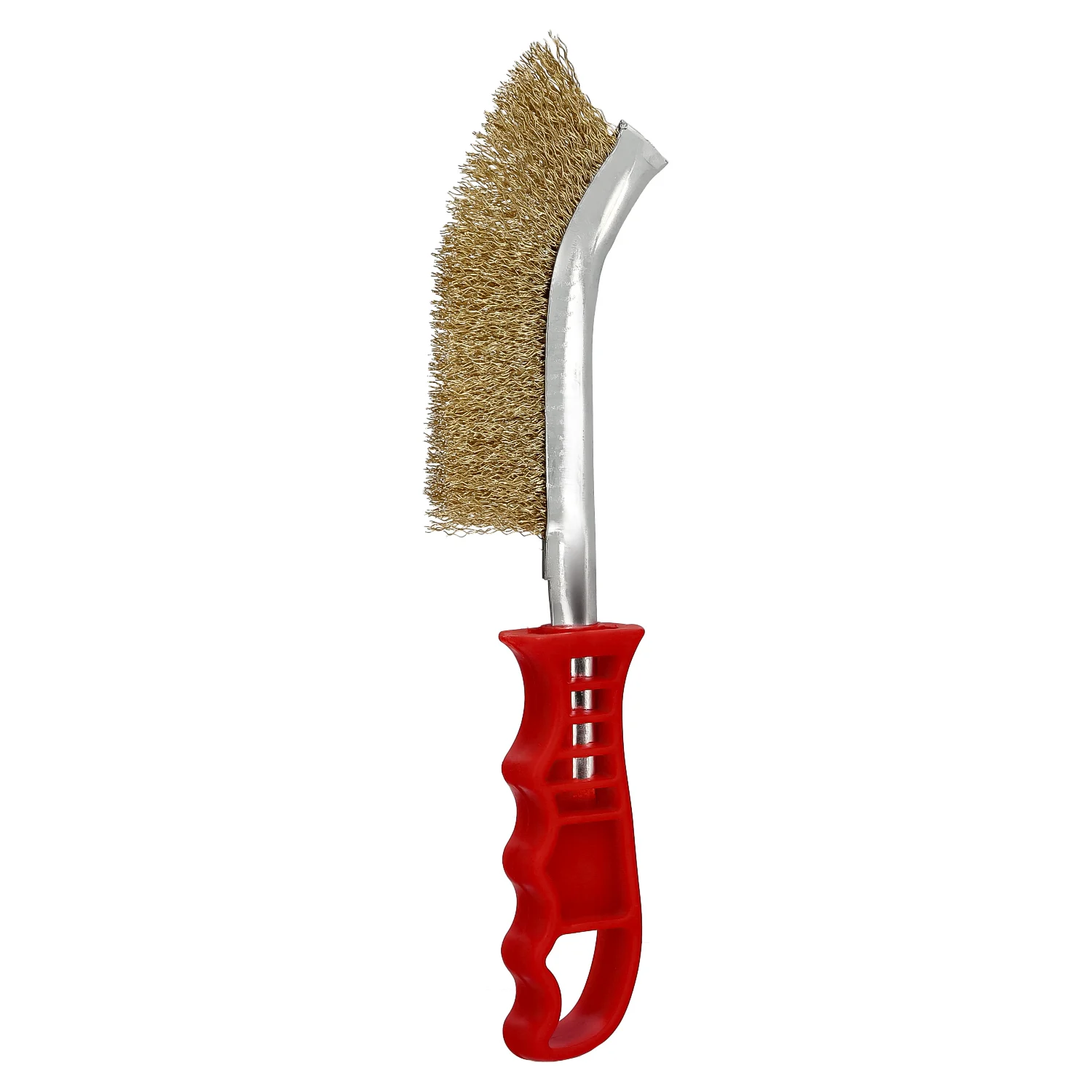 Cepillo Acero Latonado Mango Rojo 25 Cm - Eliminación Óxido, Pintura, Pulido Metales